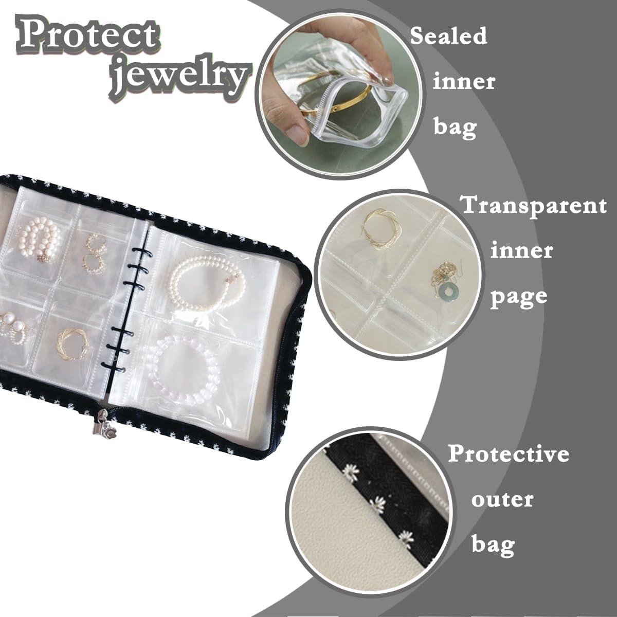 Organizador de Joyería de Viaje Jeonnfp 45 Bolsillos PVC Negro