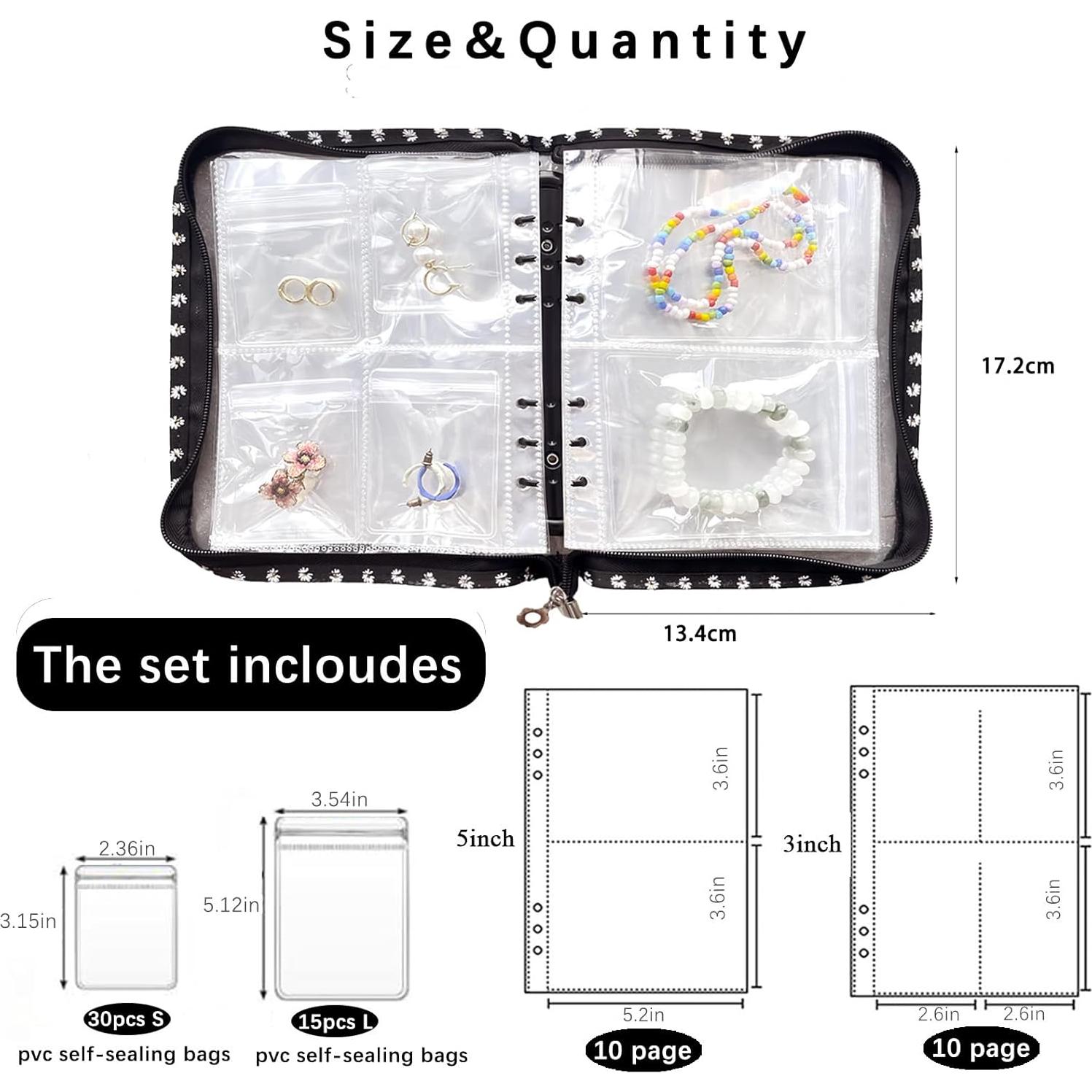 Organizador de Joyería de Viaje Jeonnfp 45 Bolsillos PVC Negro