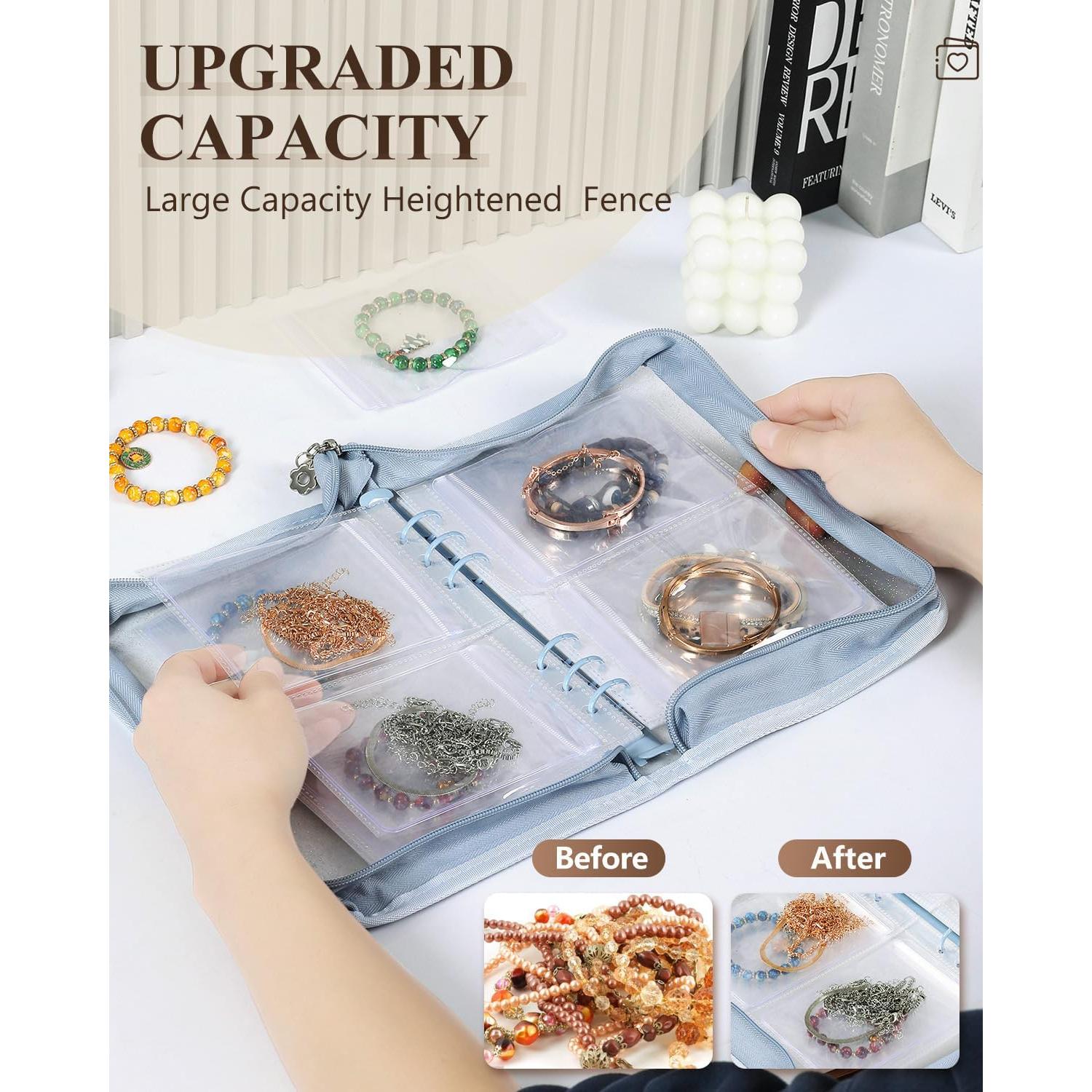 Organizador de Joyería de Viaje AOLEIXIYA Azul Claro 48 Bolsas