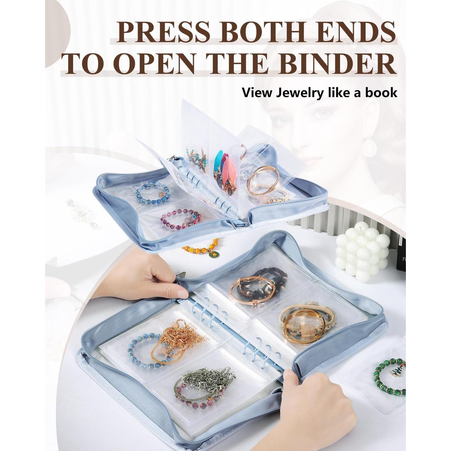 Organizador de Joyería de Viaje AOLEIXIYA Azul Claro 48 Bolsas