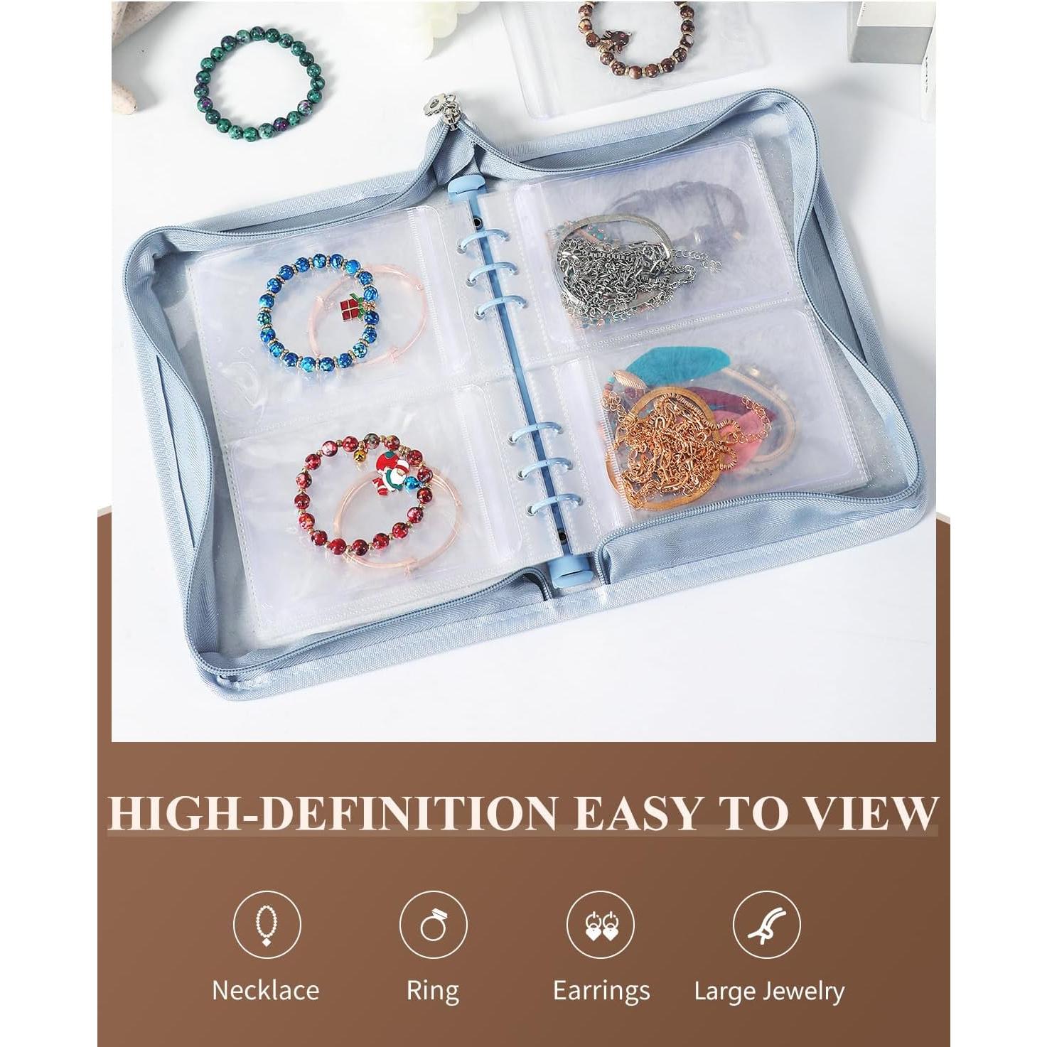 Organizador de Joyería de Viaje AOLEIXIYA Azul Claro 48 Bolsas