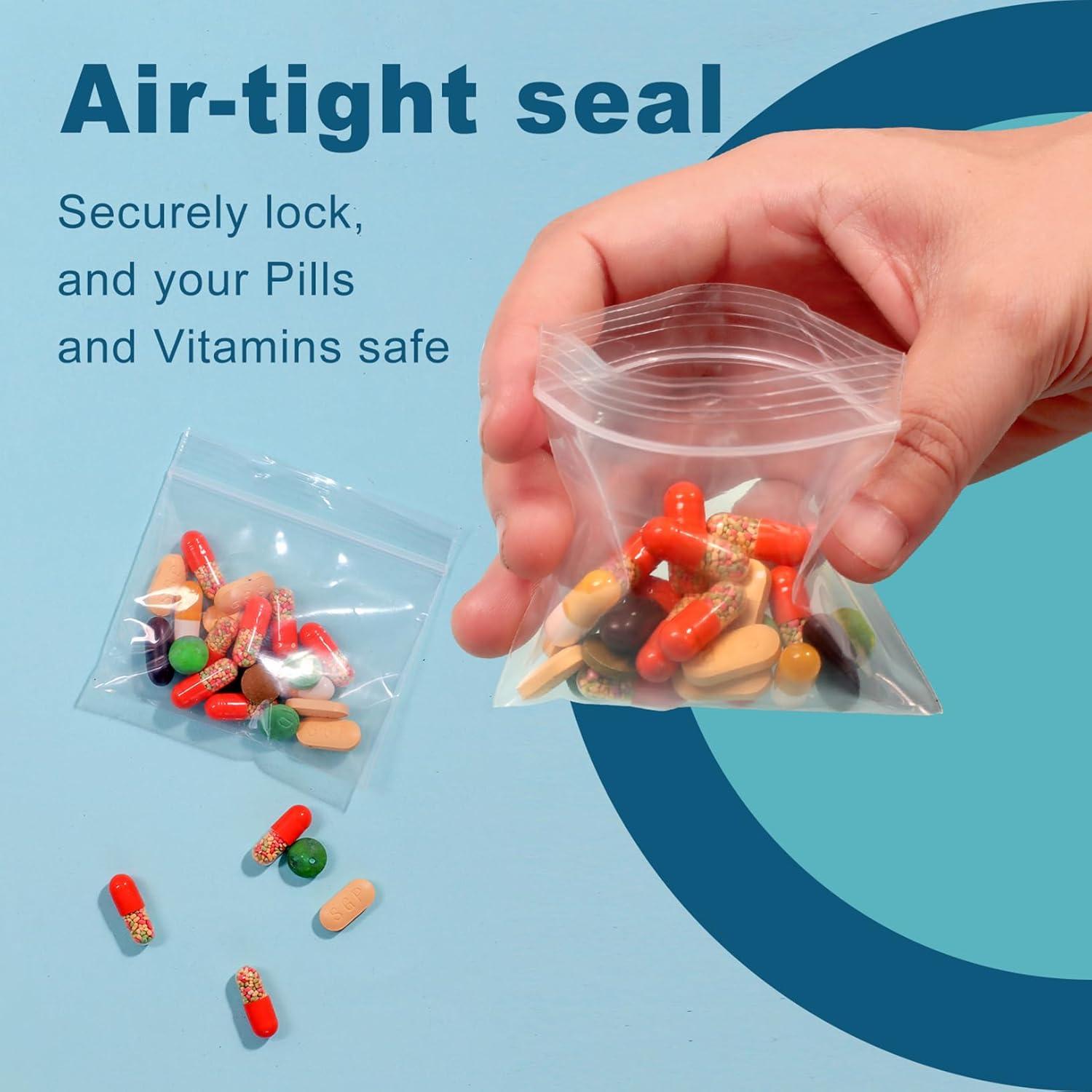 200 Bolsas Transparentes para Pastillas 3x7 cm MZRoyal Sin BPA