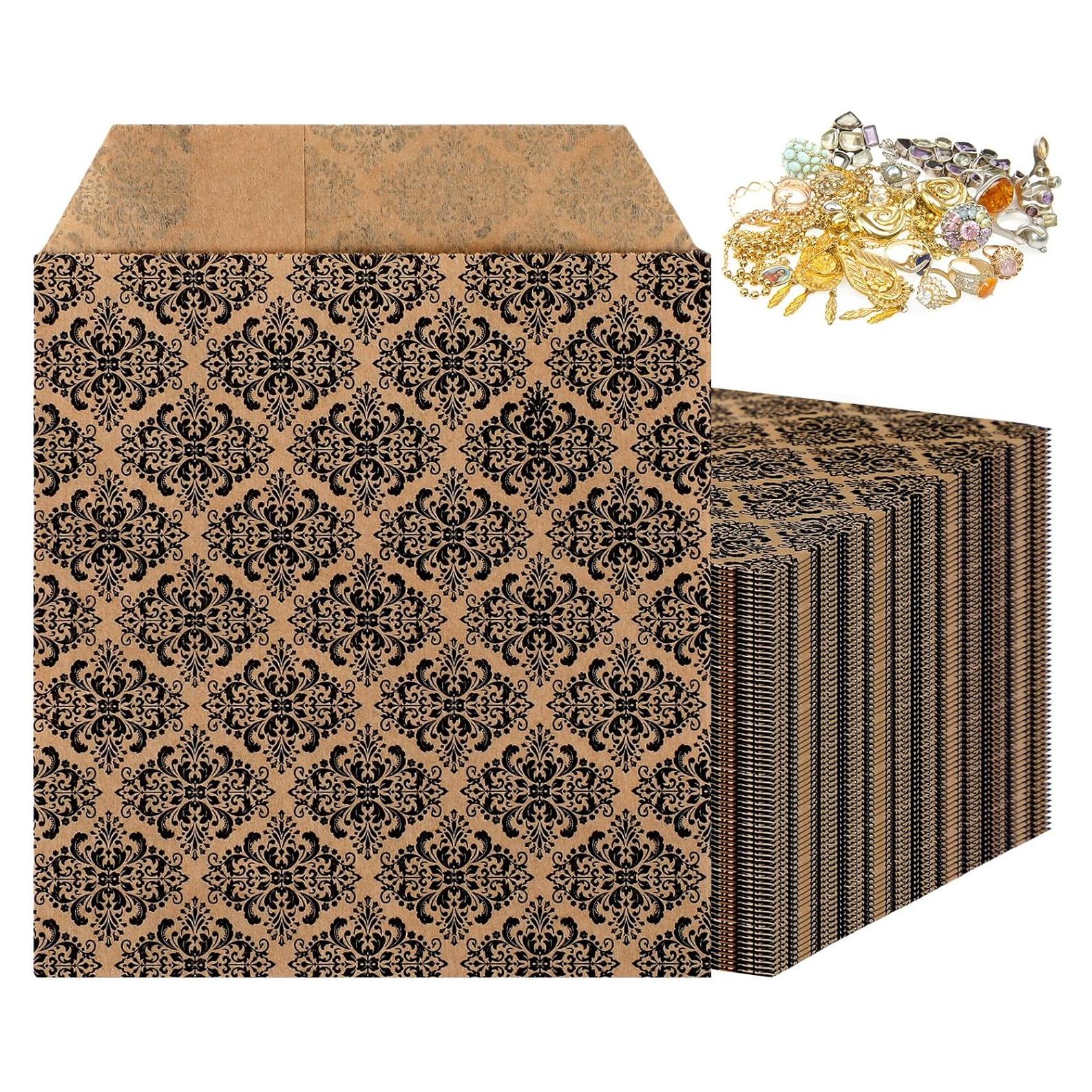 200 Bolsas de Joyería de Papel Kraft Damask 7.62 x 10.16 cm
