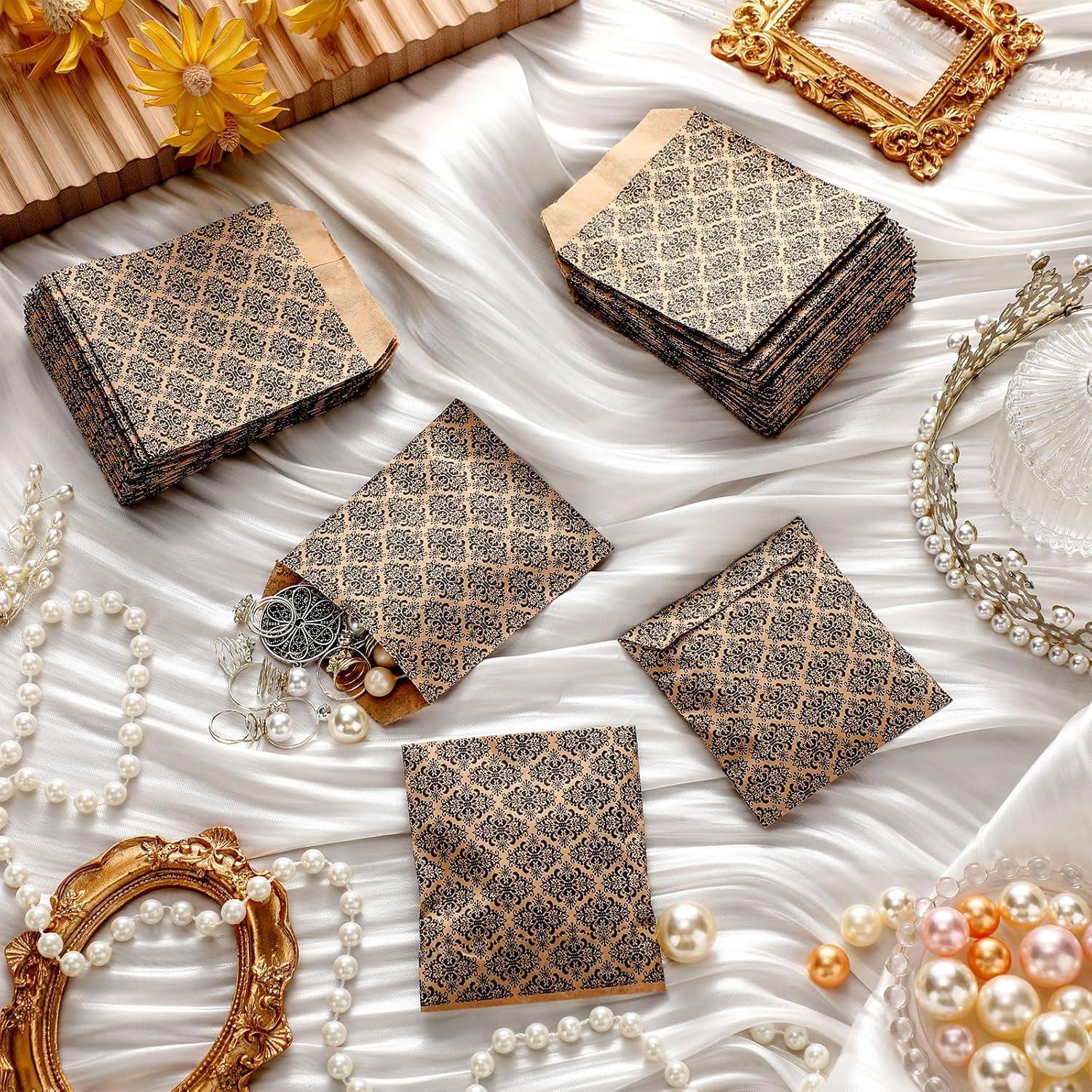 200 Bolsas de Joyería de Papel Kraft Damask 7.62 x 10.16 cm