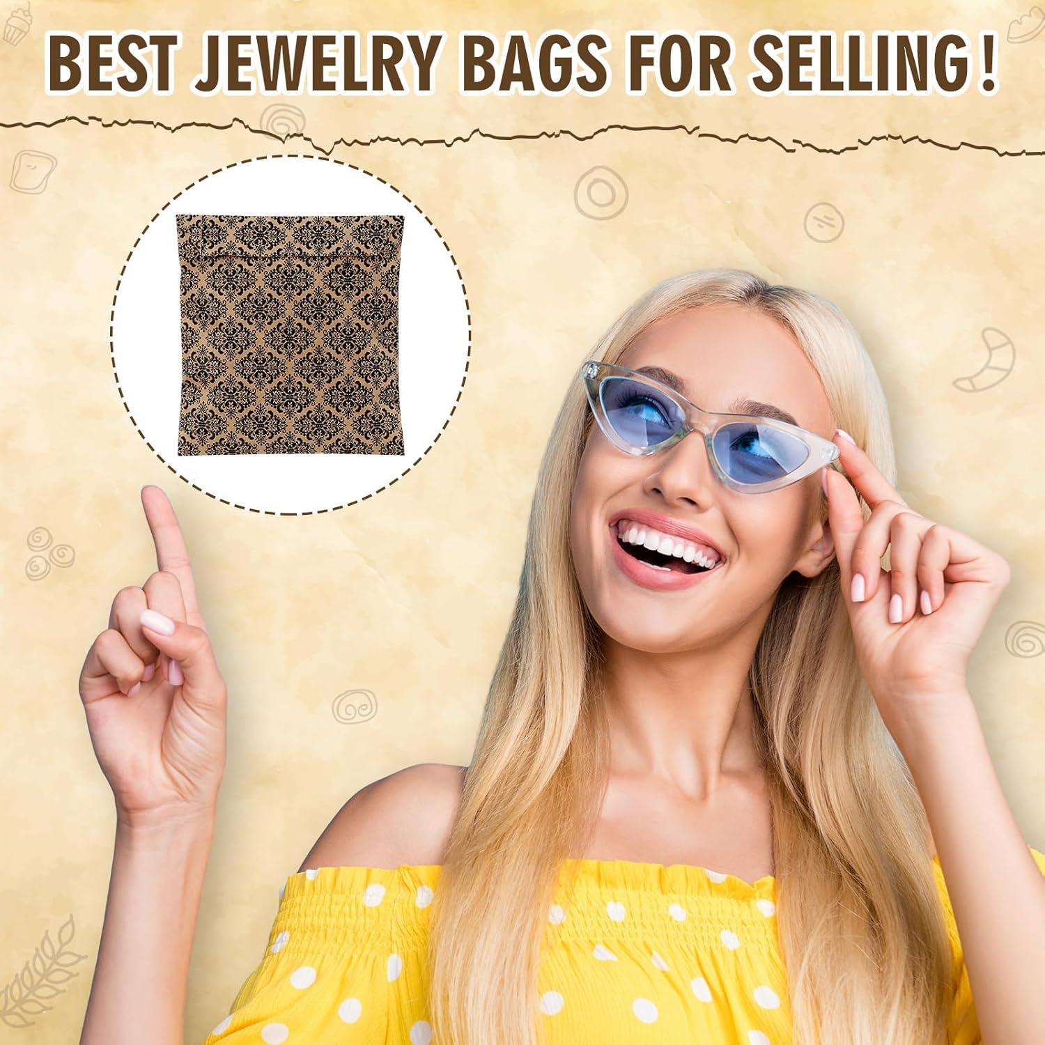 200 Bolsas de Joyería de Papel Kraft Damask 7.62 x 10.16 cm