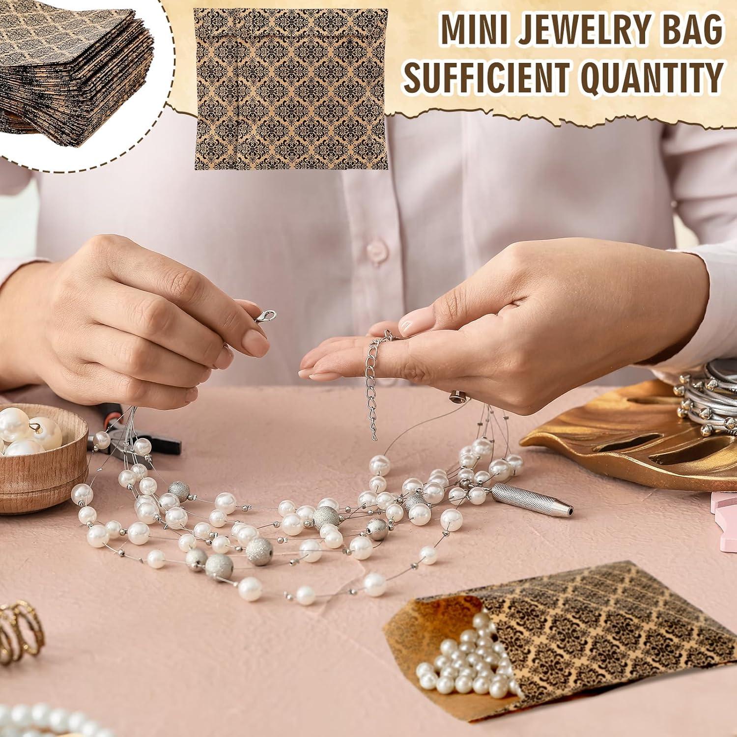 200 Bolsas de Joyería de Papel Kraft Damask 7.62 x 10.16 cm