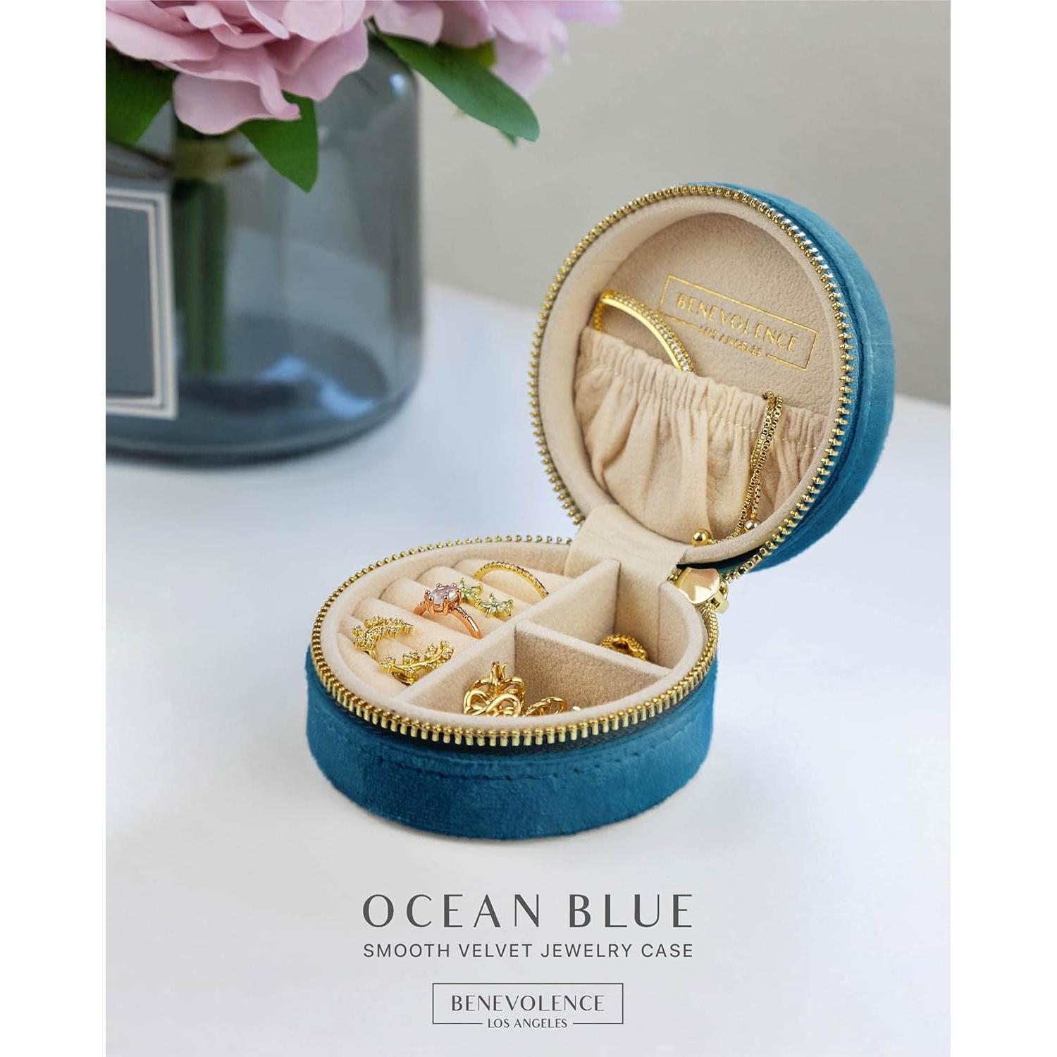 Caja de Joyería de Viaje Benevolence LA Terciopelo Azul
