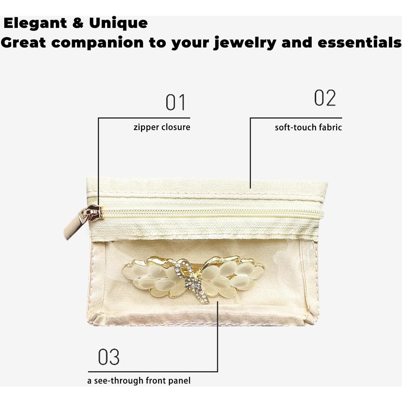 6 Bolsas de Joyería CFTONE, Organizador Portátil Blanco Roto