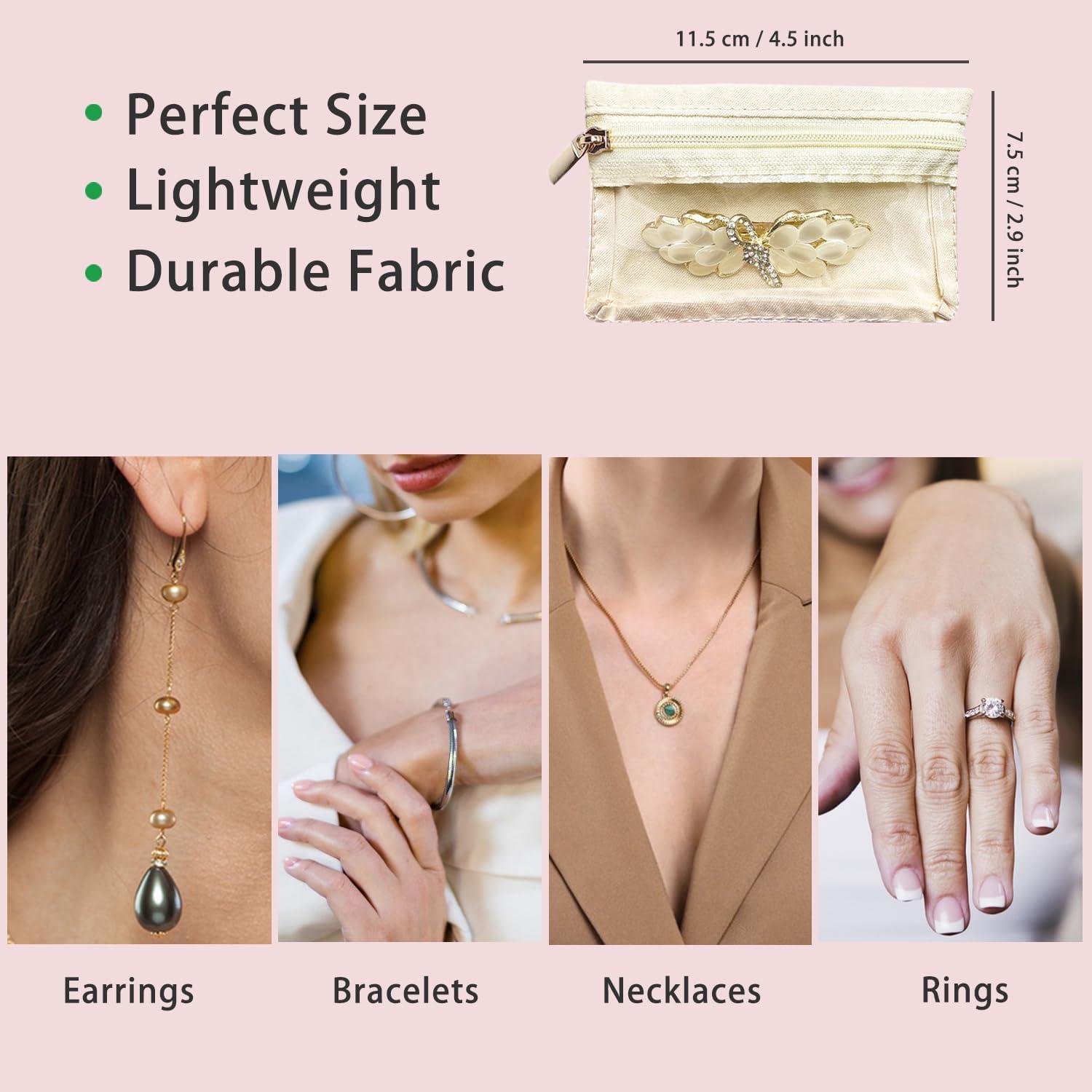 6 Bolsas de Joyería CFTONE, Organizador Portátil Blanco Roto