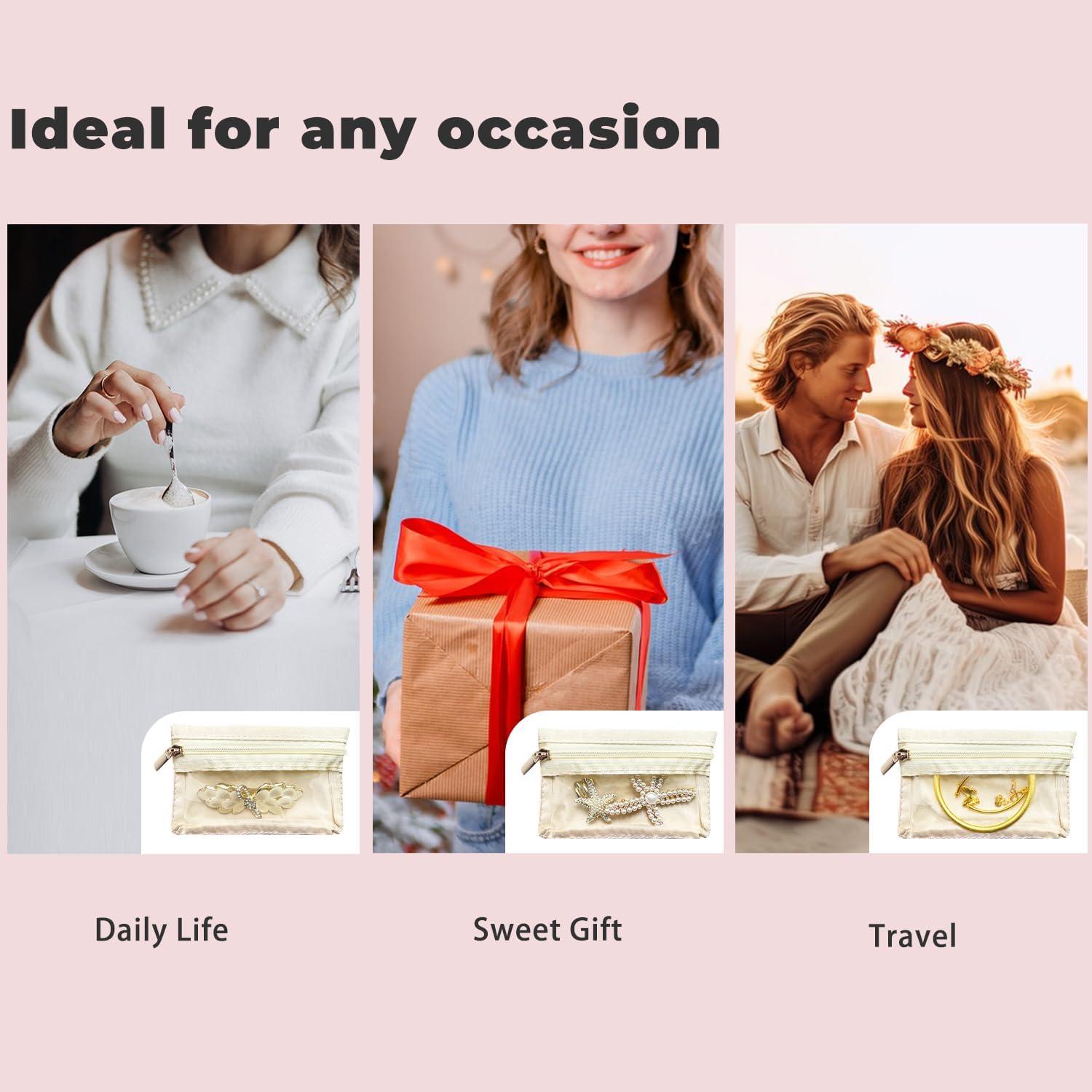 6 Bolsas de Joyería CFTONE, Organizador Portátil Blanco Roto