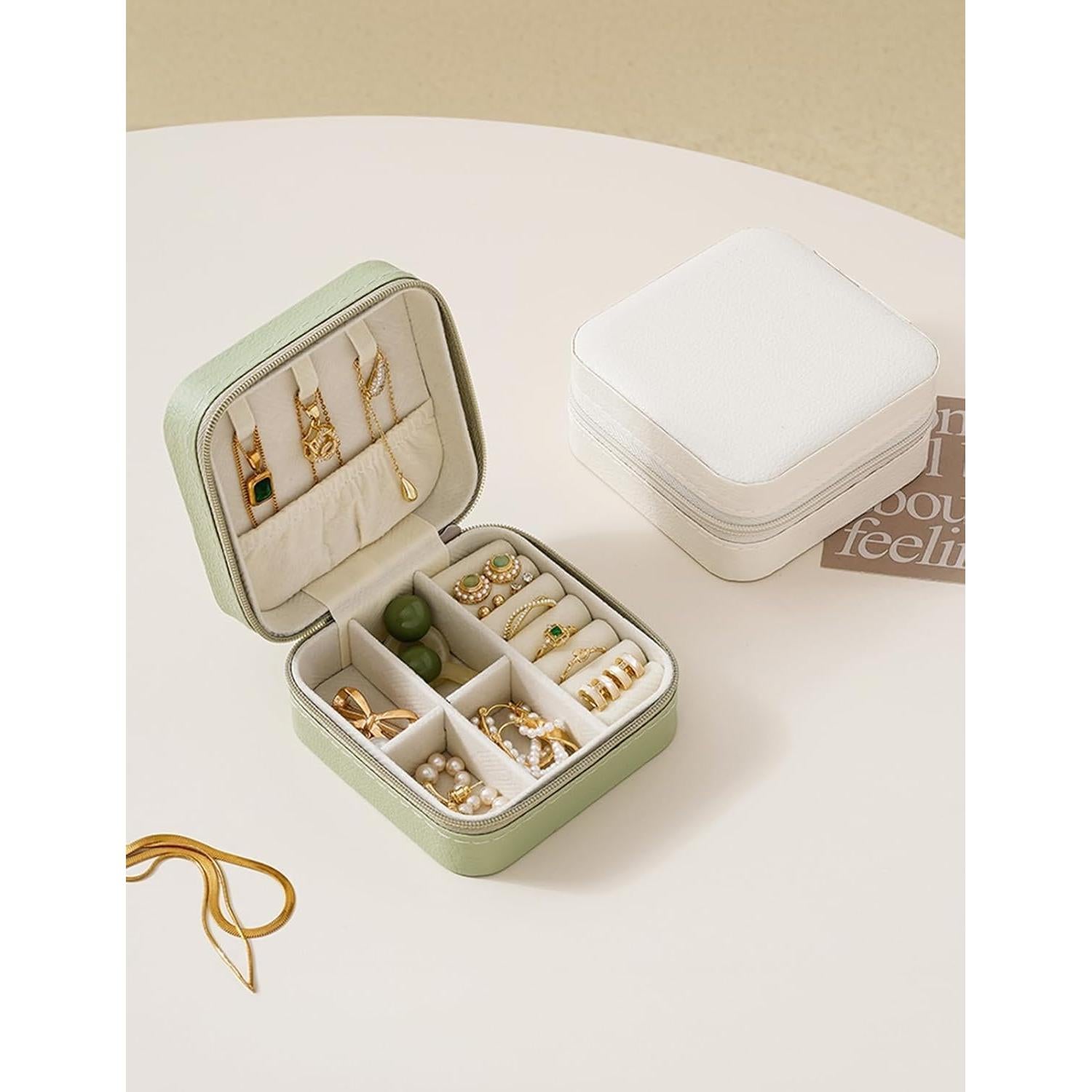 Estuche de Joyería SLOZO Verde Portátil 9.9x9.9x5.1cm