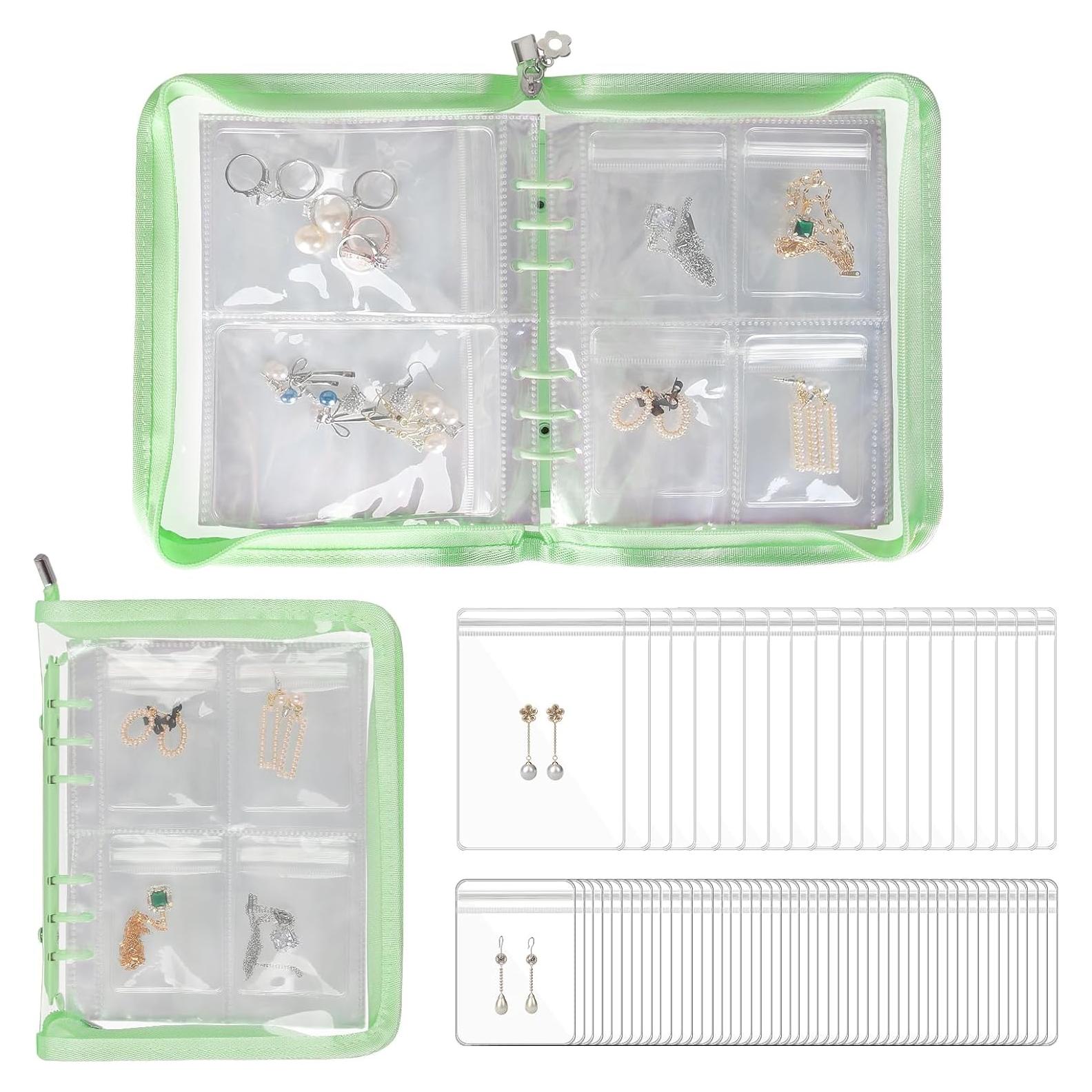 Estuche Organizador de Joyería KUKUVR Verde 140 Rejillas