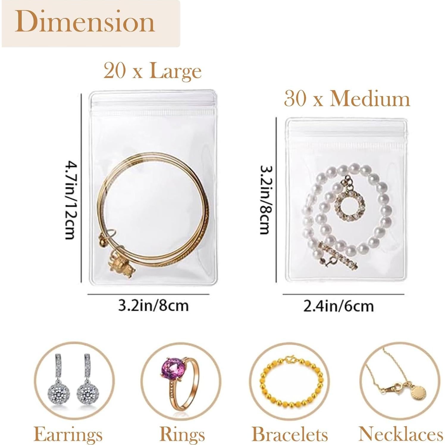 40 Bolsas de Joyería de Viaje HomePekite Antioxidantes