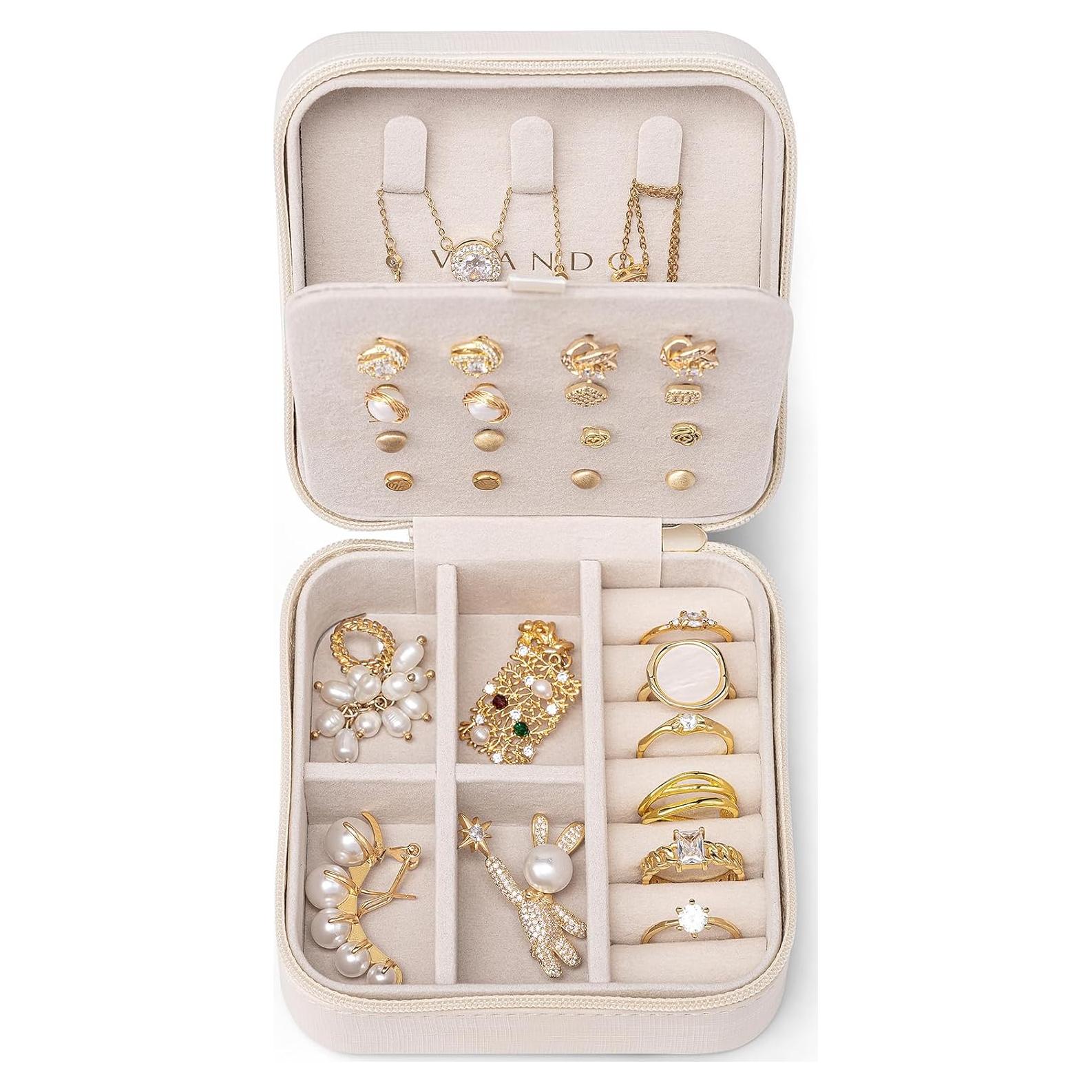 Estuche de Joyería de Viaje Vlando Blanco 10.2x10.2x5.3cm