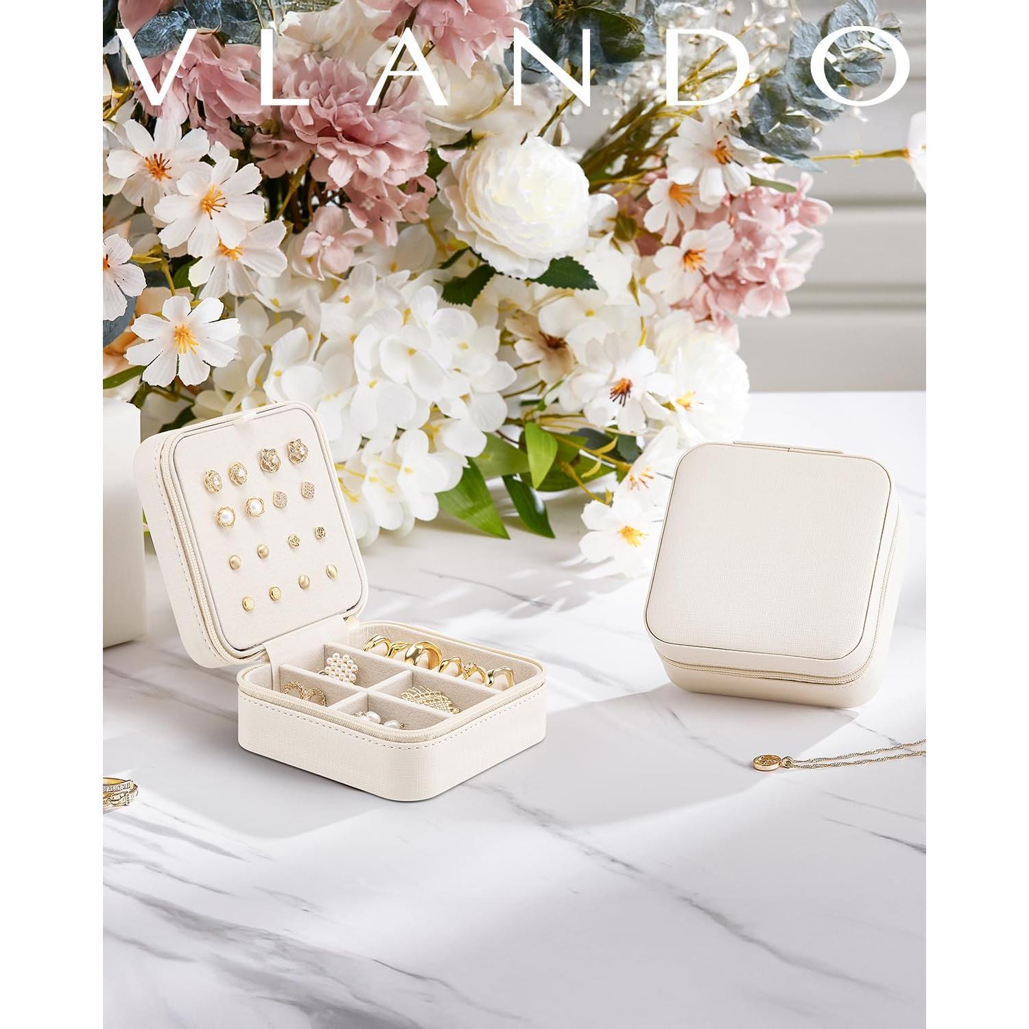 Estuche de Joyería de Viaje Vlando Blanco 10.2x10.2x5.3cm