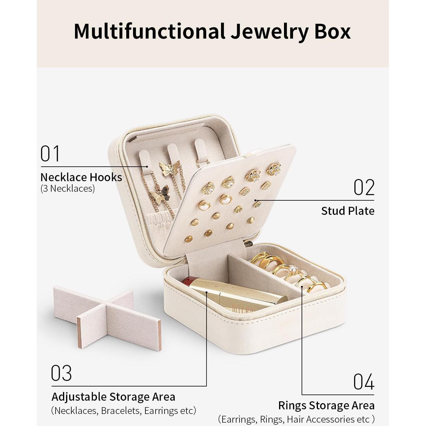 Estuche de Joyería de Viaje Vlando Blanco 10.2x10.2x5.3cm