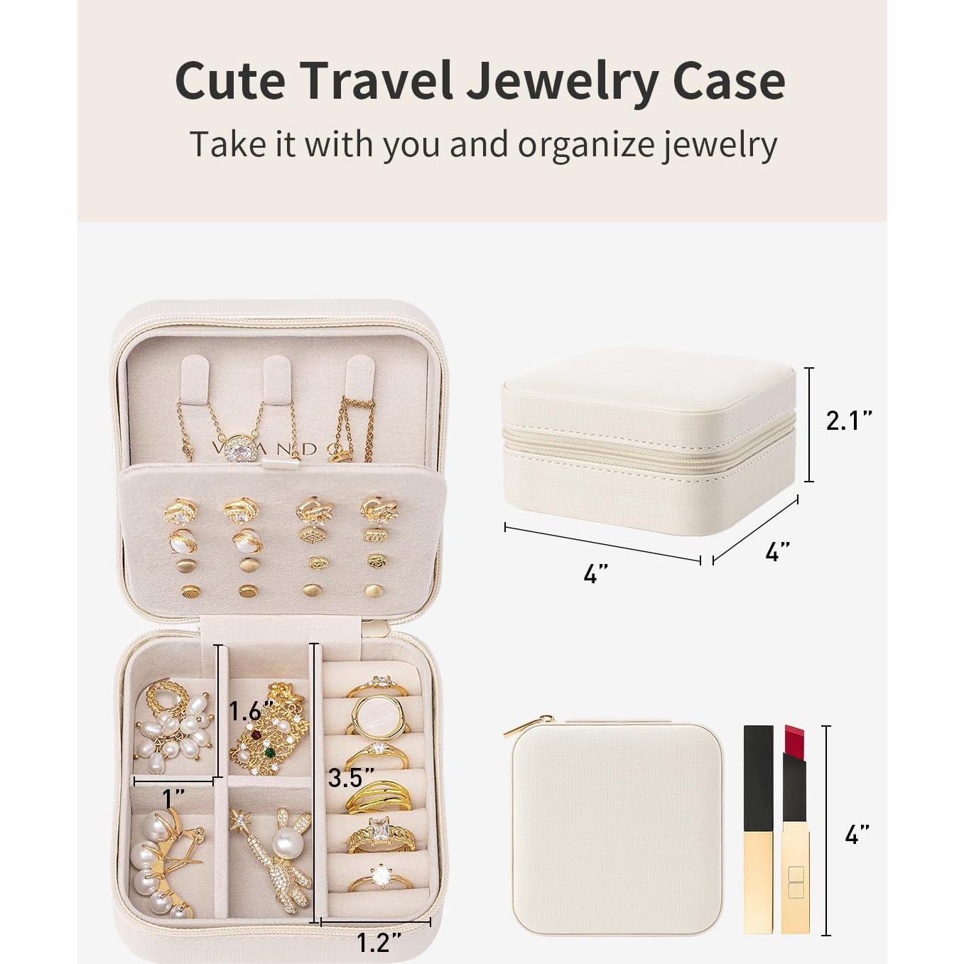 Estuche de Joyería de Viaje Vlando Blanco 10.2x10.2x5.3cm
