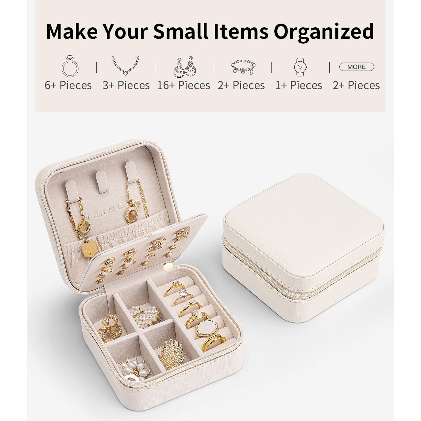 Estuche de Joyería de Viaje Vlando Blanco 10.2x10.2x5.3cm