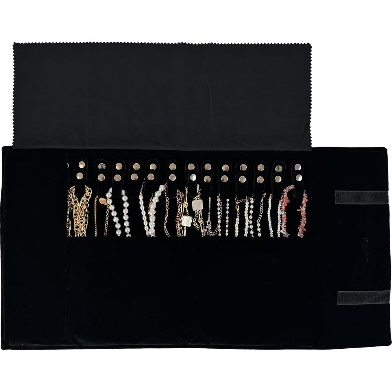 Organizador de Joyas de Viaje UnionPlus Terciopelo Negro 16 Compartimentos