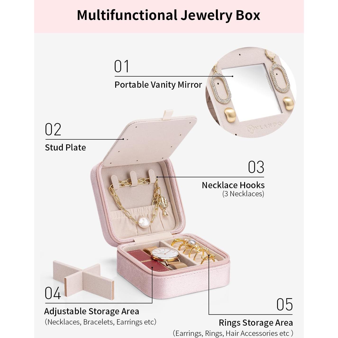 Organizador de Joyería de Viaje Vlando Rosa 10x10x5 cm