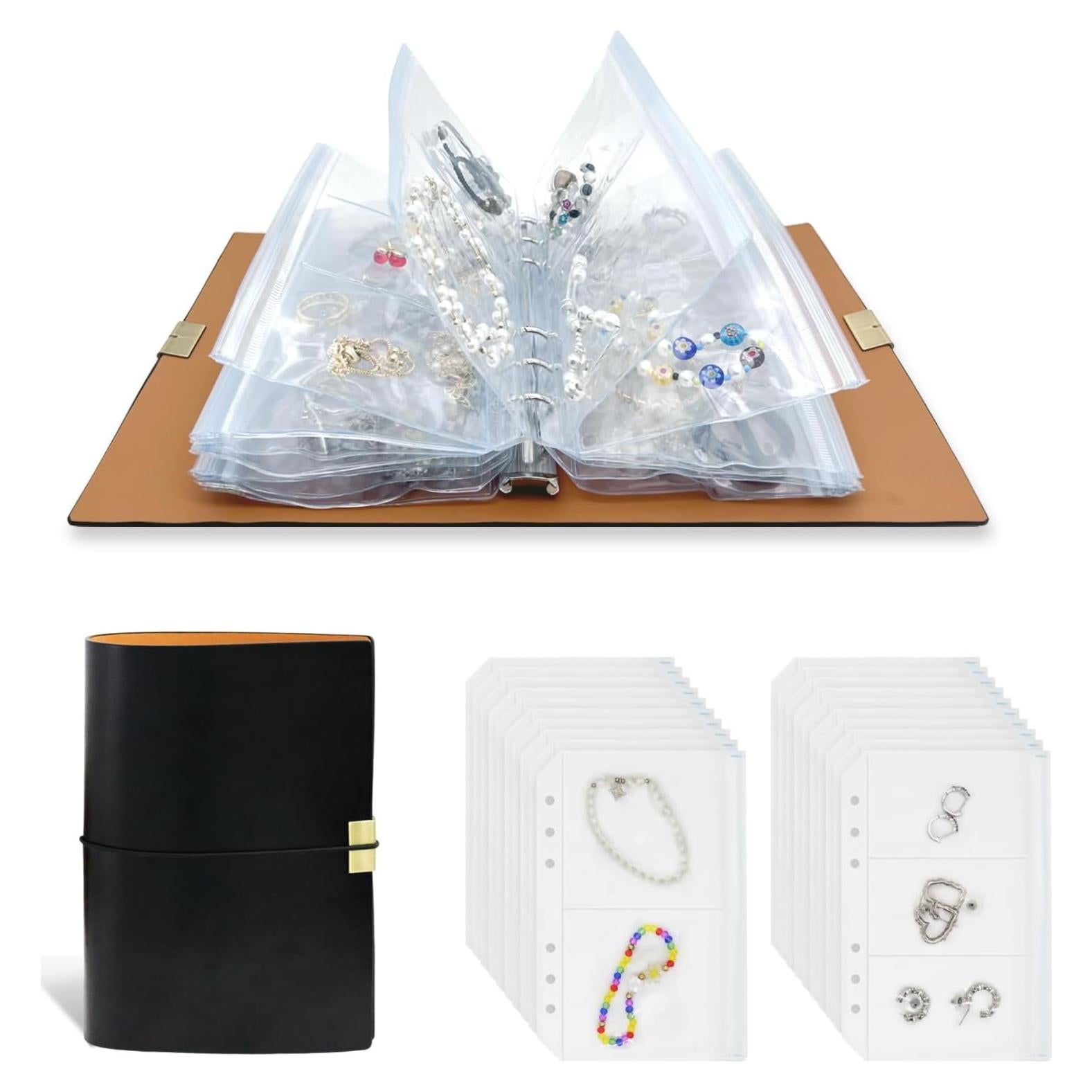 Organizador de Joyas de Viaje Frutain Negro con Bolsillos Sellables