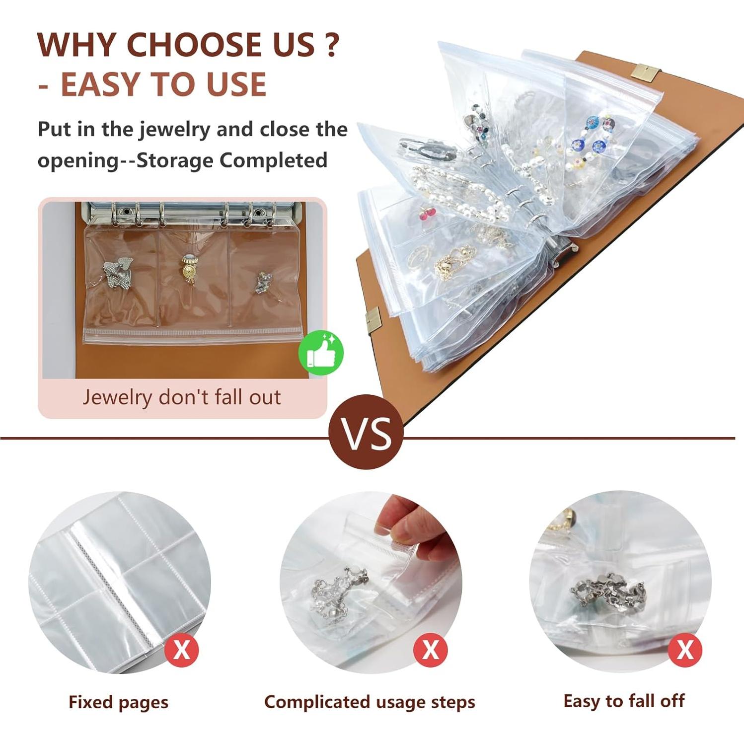 Organizador de Joyas de Viaje Frutain Negro con Bolsillos Sellables