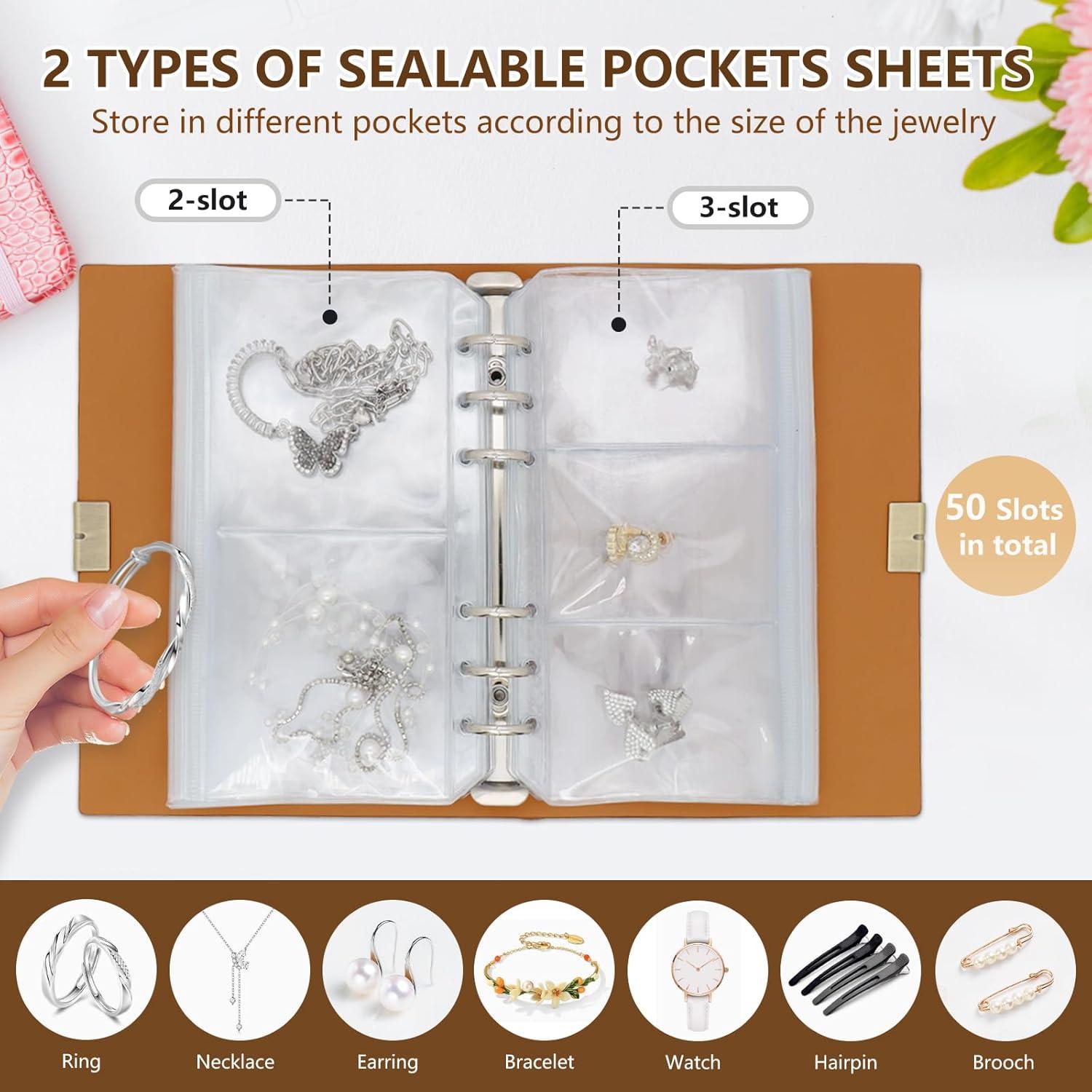 Organizador de Joyas de Viaje Frutain Negro con Bolsillos Sellables