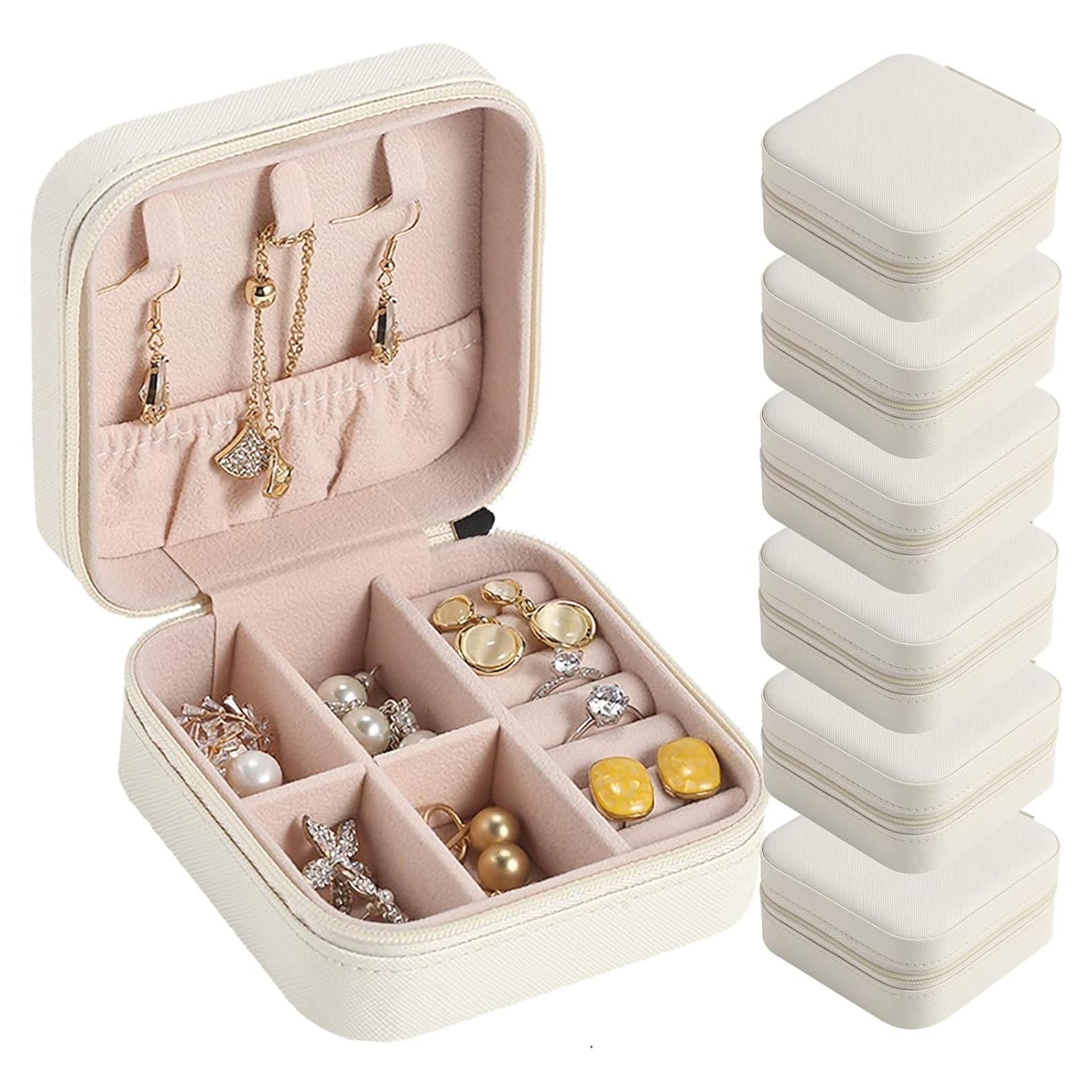 Caja de Joyería de Viaje CIPIDI - 6 Unidades, Cuero PU, 10x10x5 cm