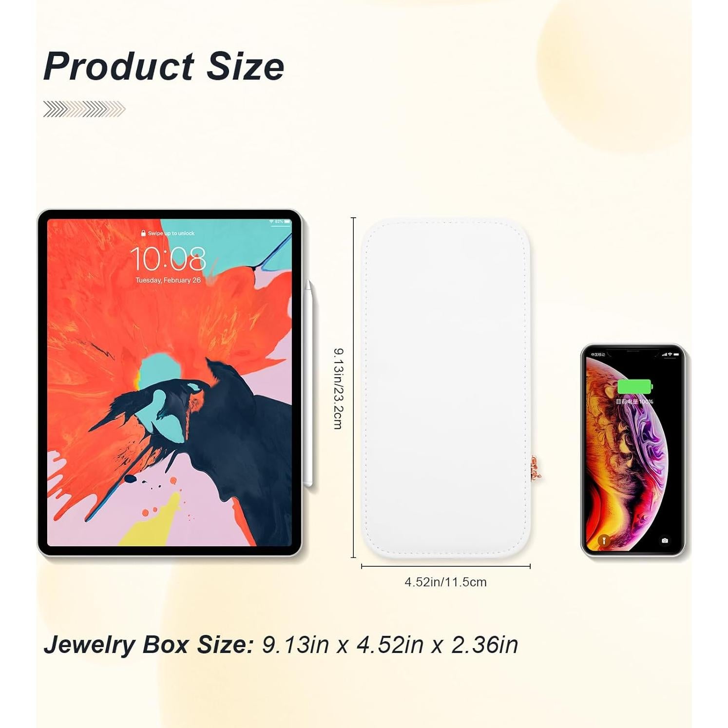 Caja de Joyería V-Lafuy Estilo C Blanco Portátil 23.4x11.5cm