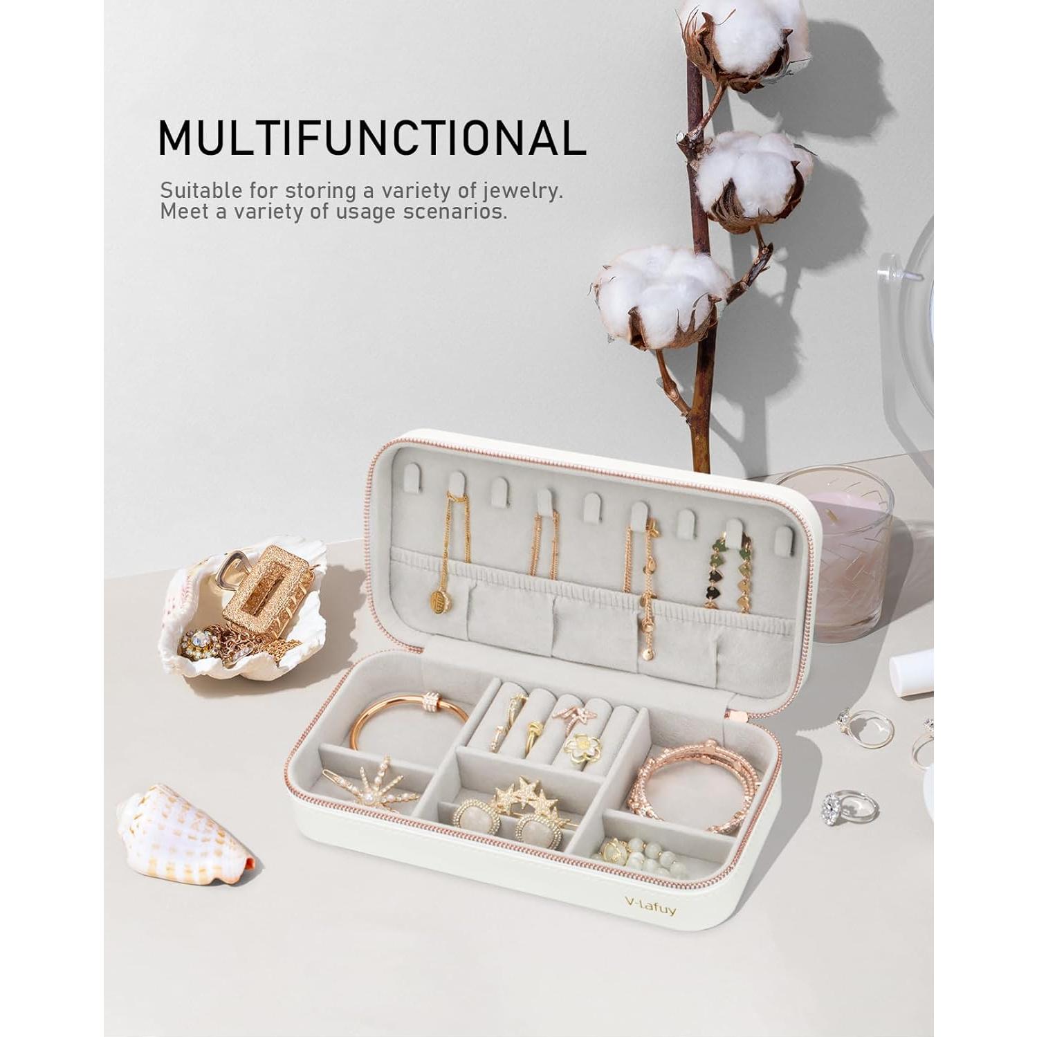 Caja de Joyería V-Lafuy Estilo C Blanco Portátil 23.4x11.5cm