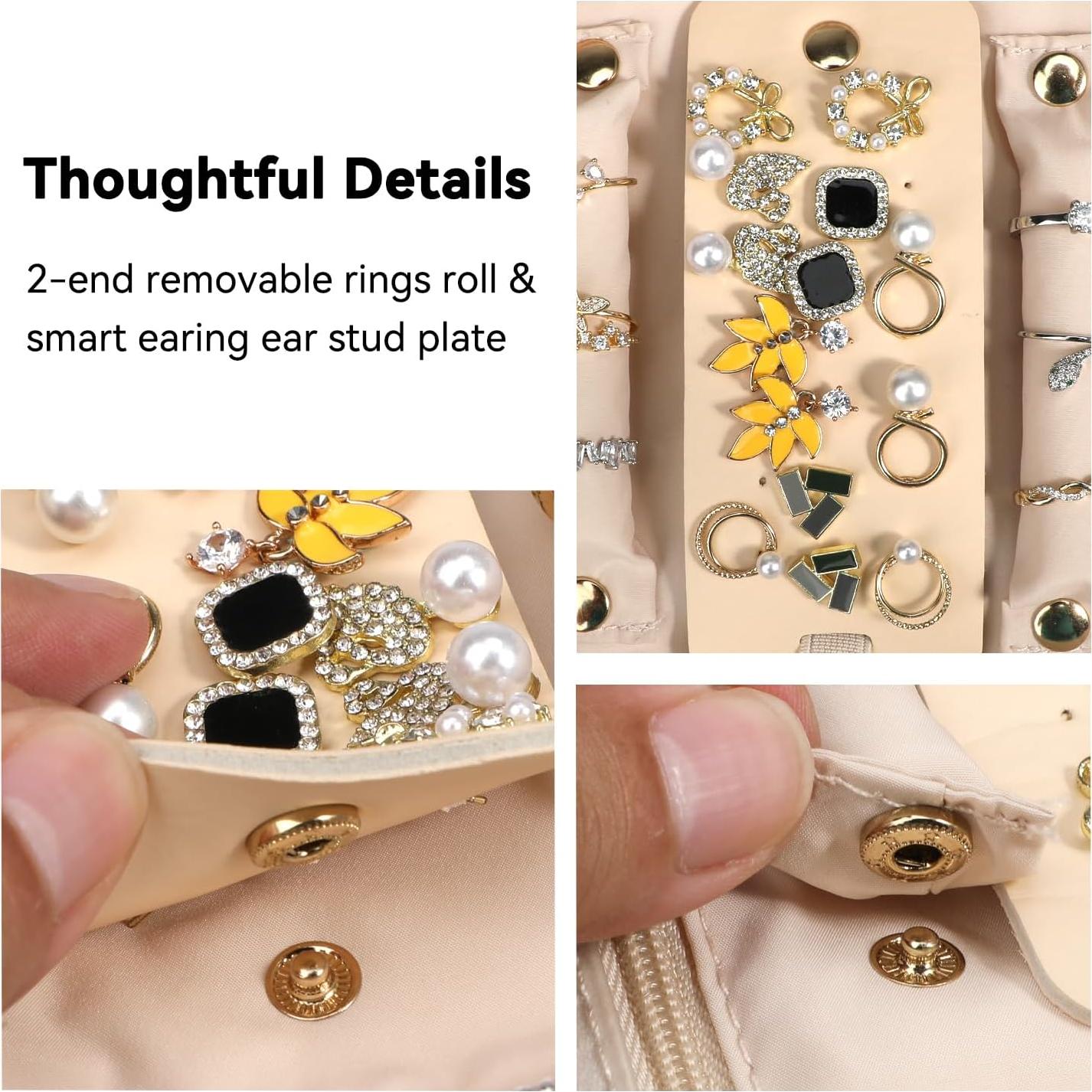 Organizador de Joyería Voova Rosa Claro, Bolsa Portátil Grande