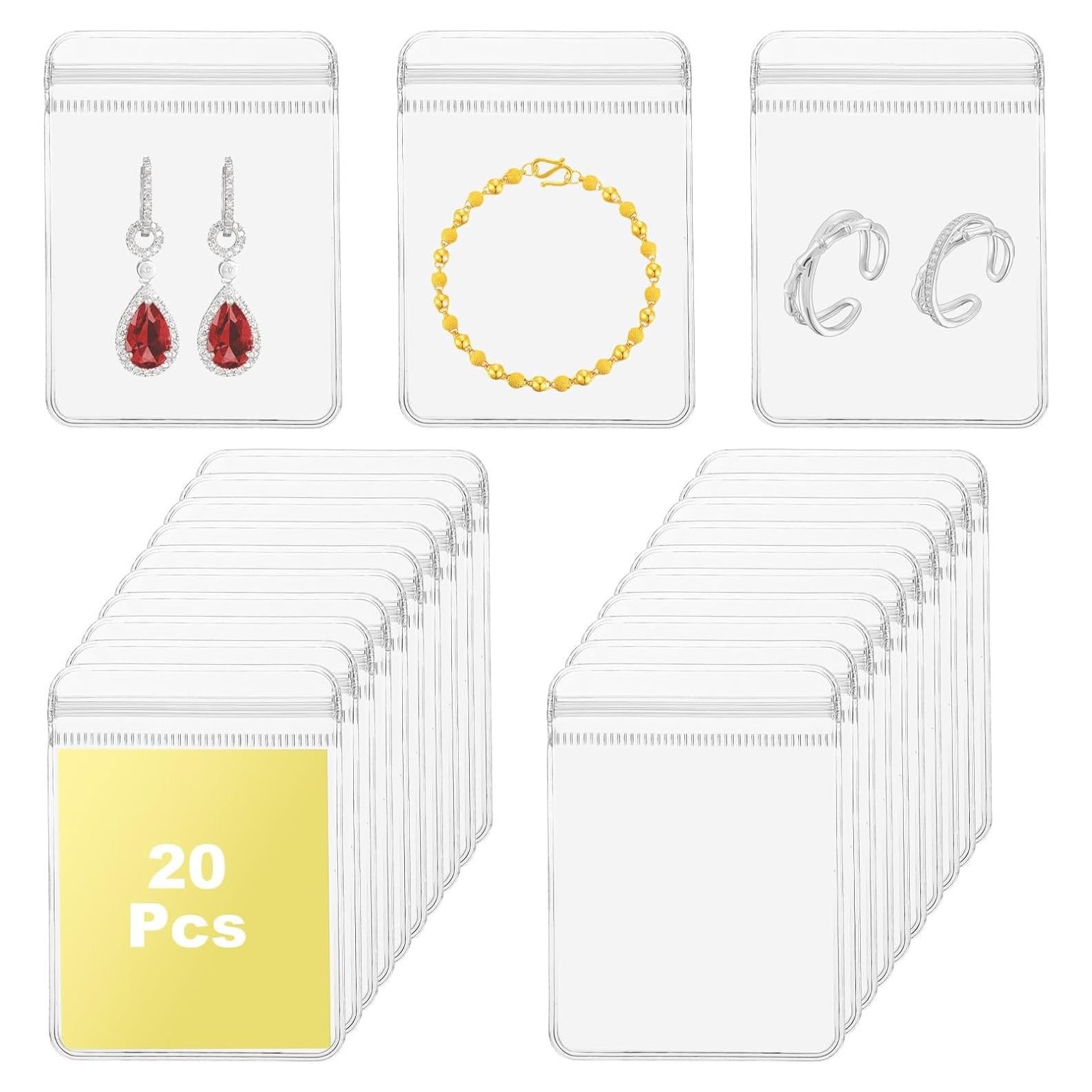 20 Bolsas de Joyería Antitarnish PVC Ymapinc 6x8 cm Transparente
