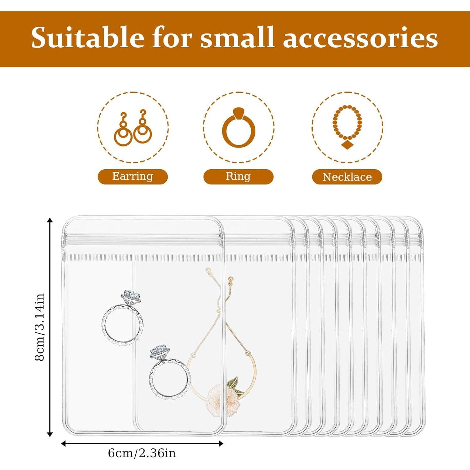 20 Bolsas de Joyería Antitarnish PVC Ymapinc 6x8 cm Transparente