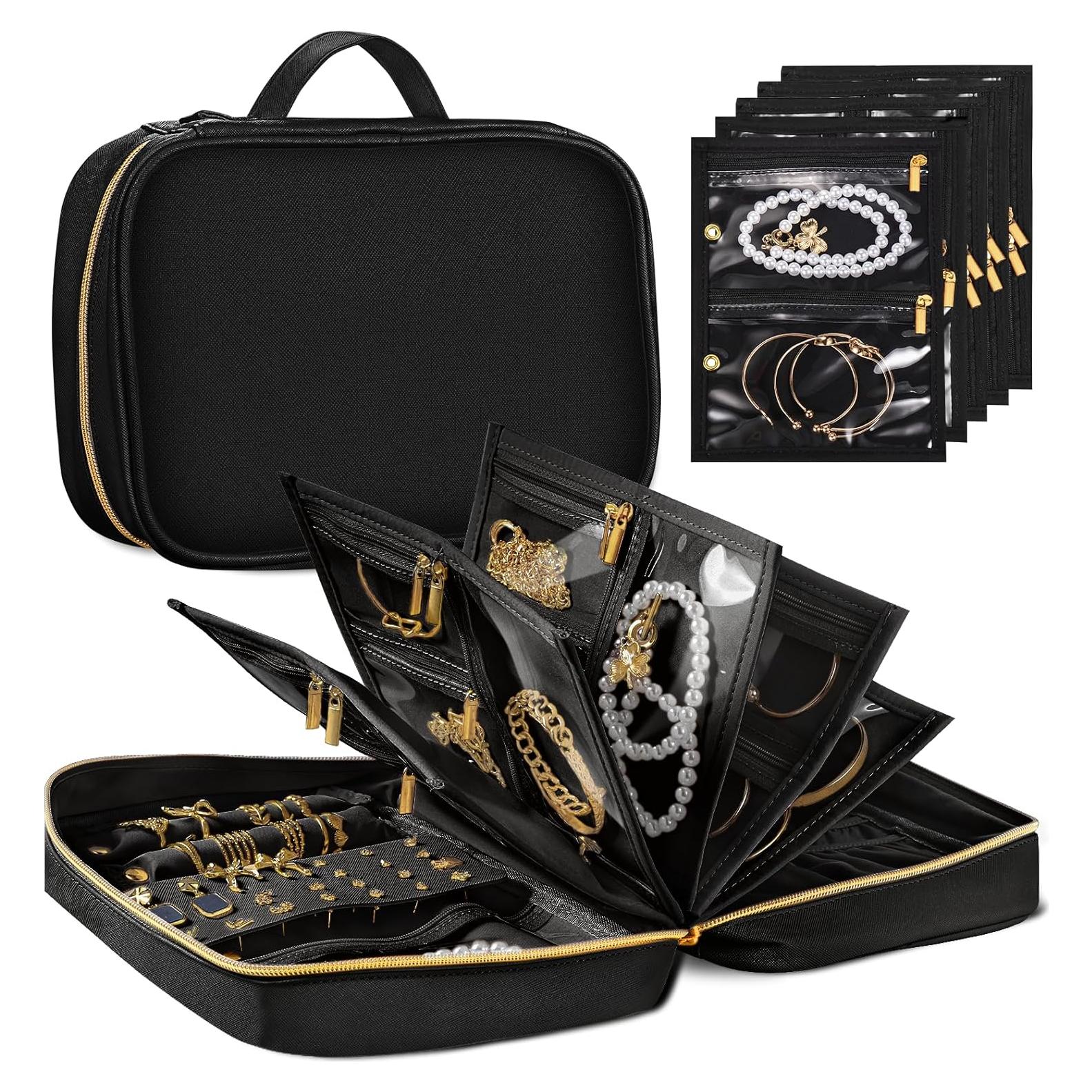 Organizador de Joyas de Viaje KPWEPK Negro - Estuche Portátil