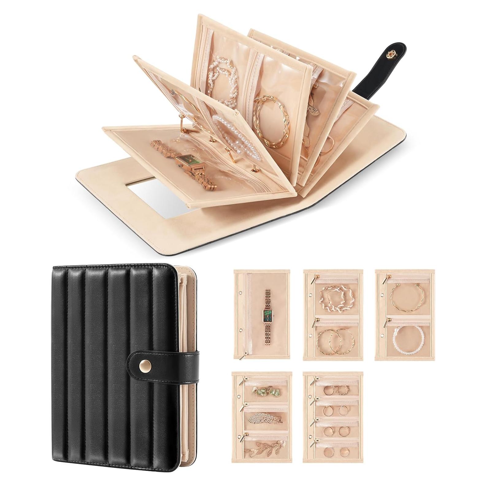 Organizador de Joyería de Viaje Lolalet Negro con Espejo