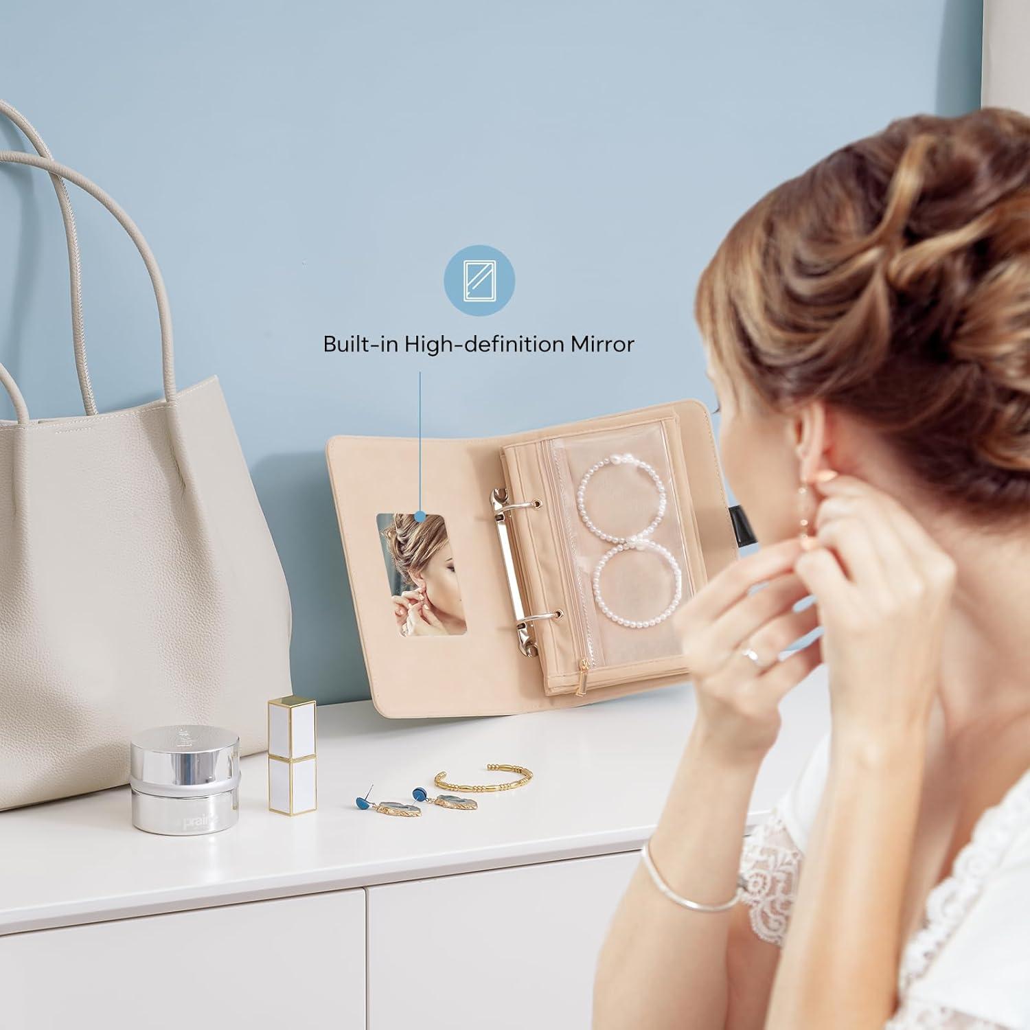 Organizador de Joyería de Viaje Lolalet Negro con Espejo