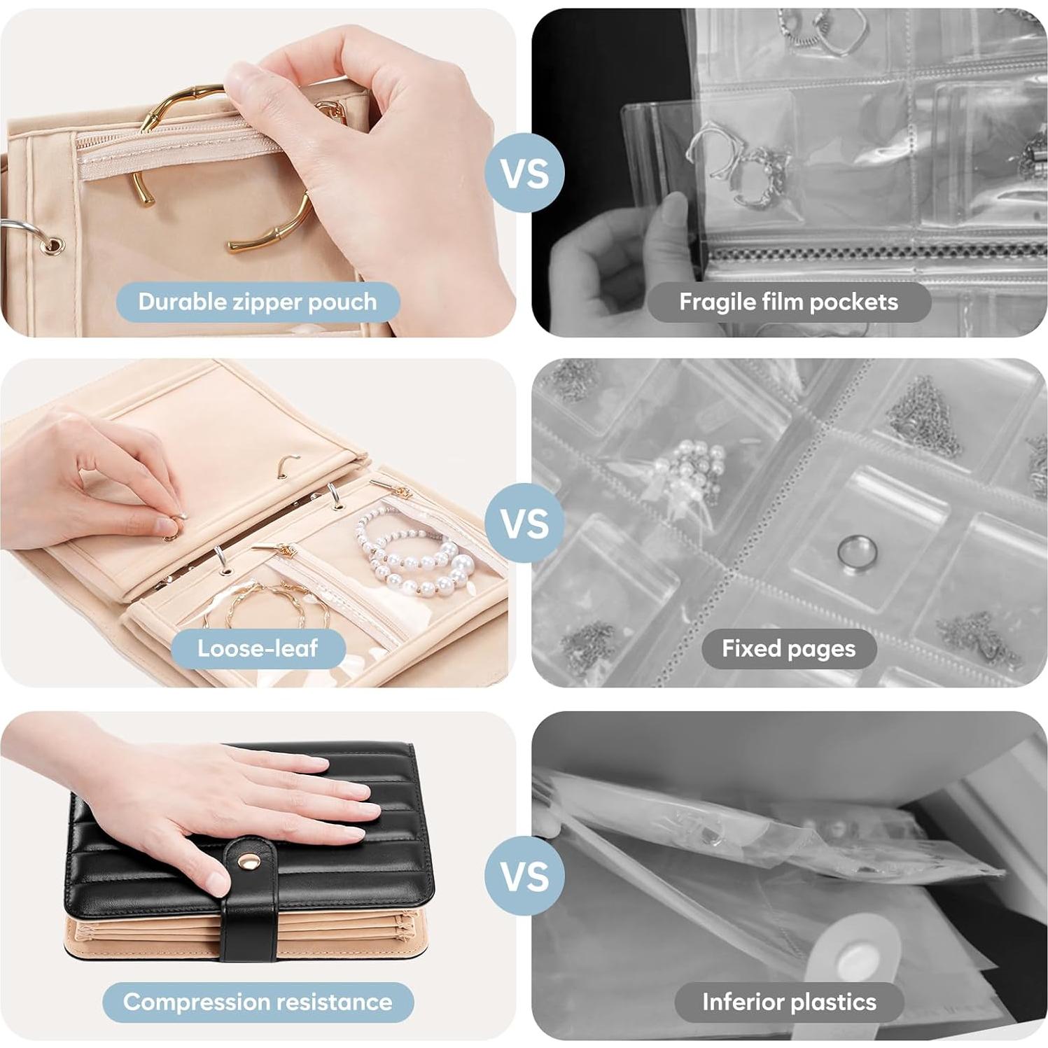 Organizador de Joyería de Viaje Lolalet Negro con Espejo