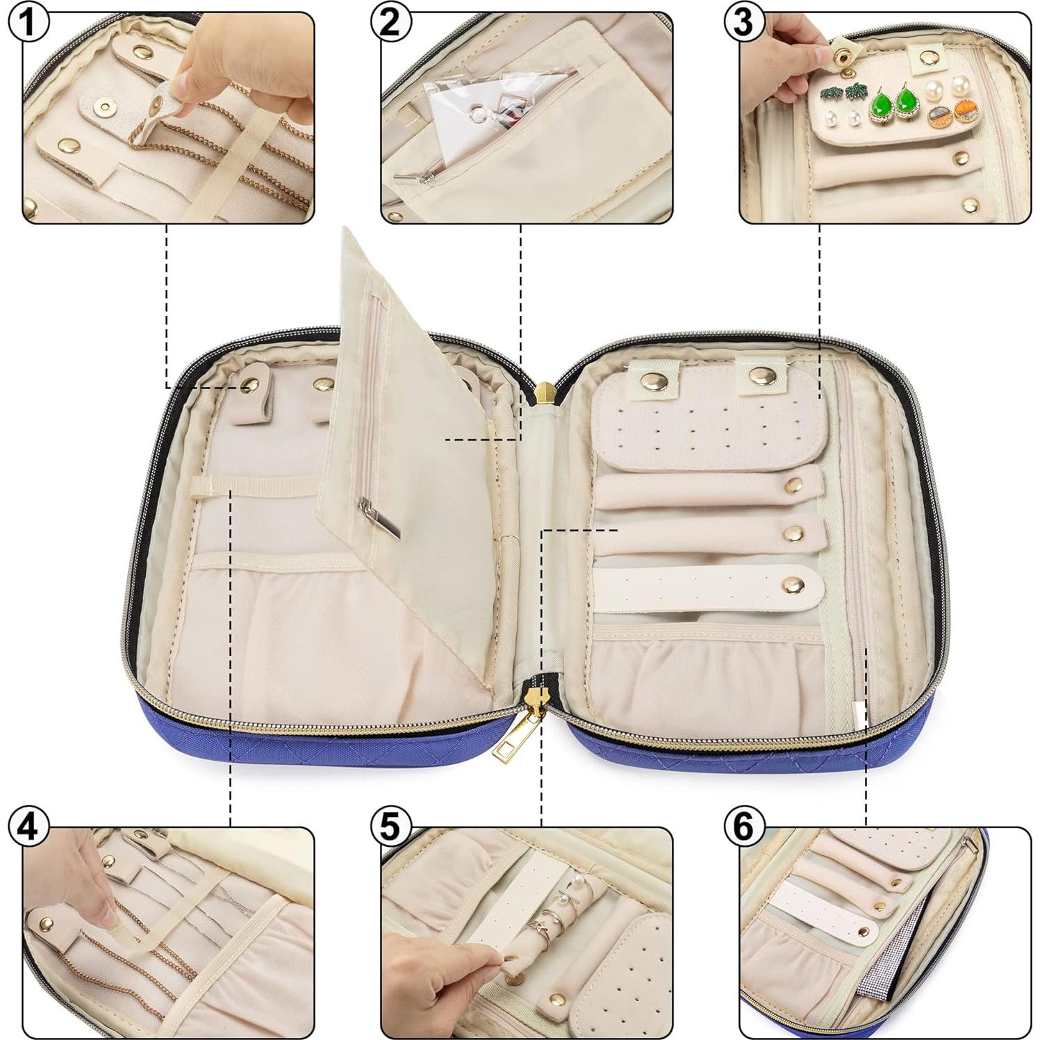 Estuche de Joyería de Viaje Teamoy Mediano Púrpura Acolchado