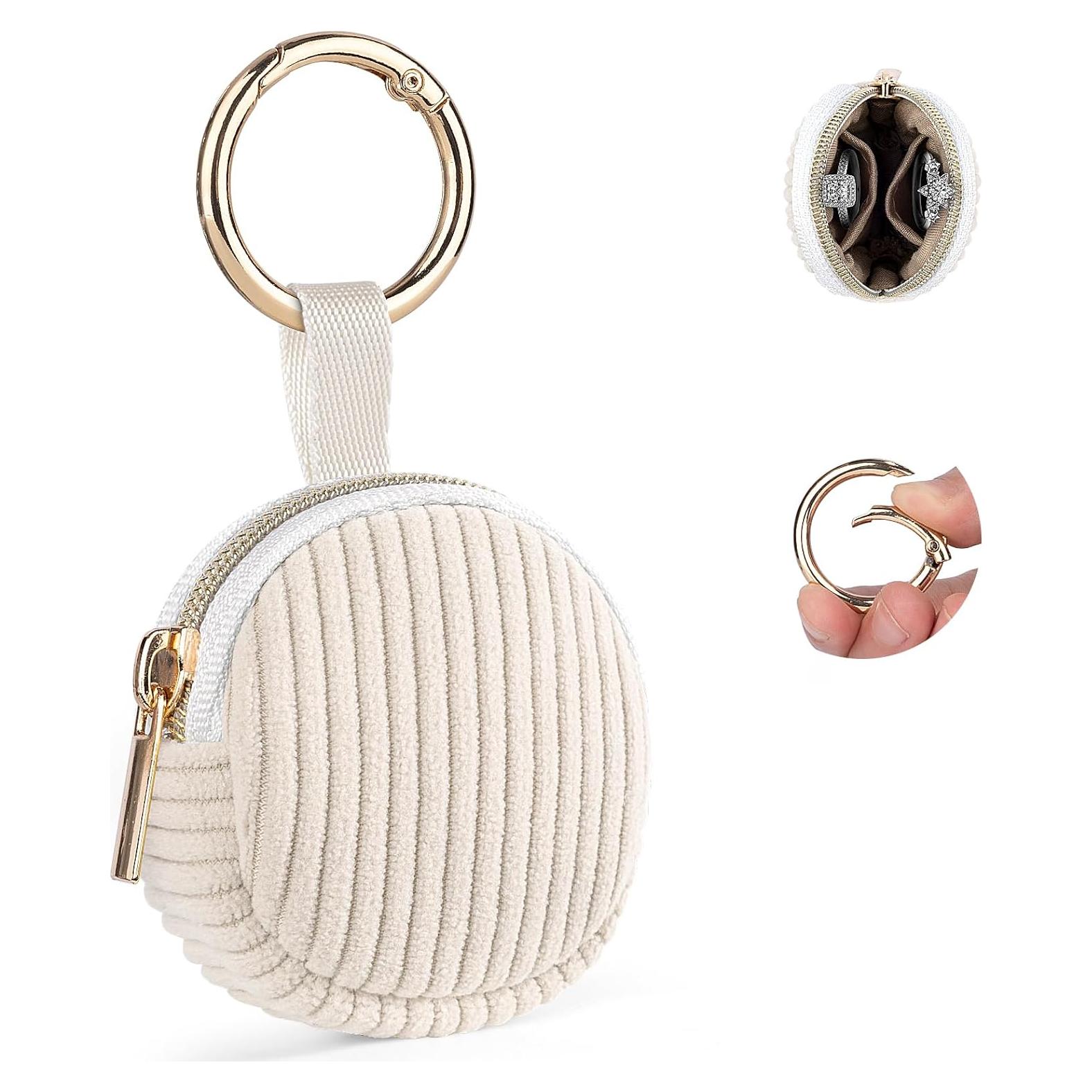 Estuche de Joyería Portátil Playexen Beige para Anillos y Aretes