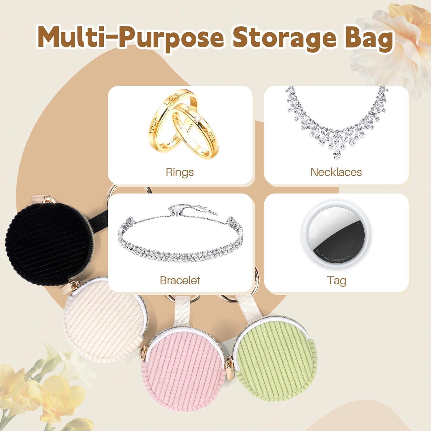 Estuche de Joyería Portátil Playexen Beige para Anillos y Aretes