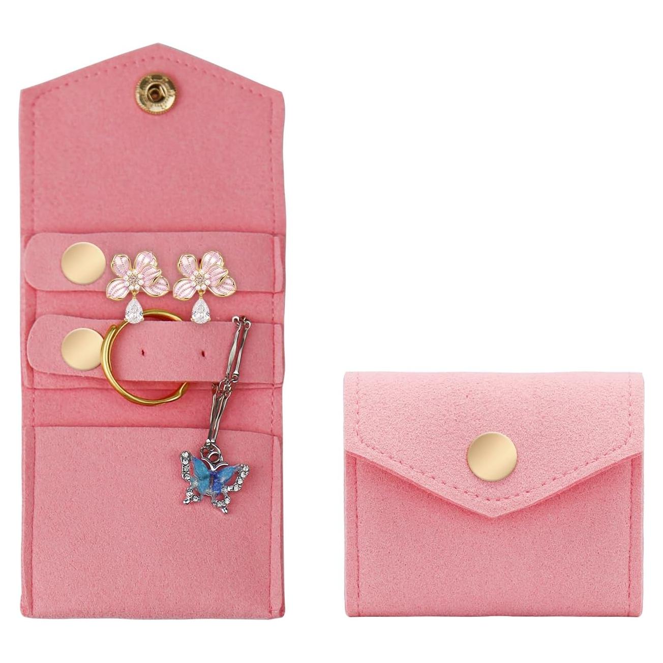 Estuche de Joyas Portátil AfitLulu Rosa Plegable 13.5x6cm