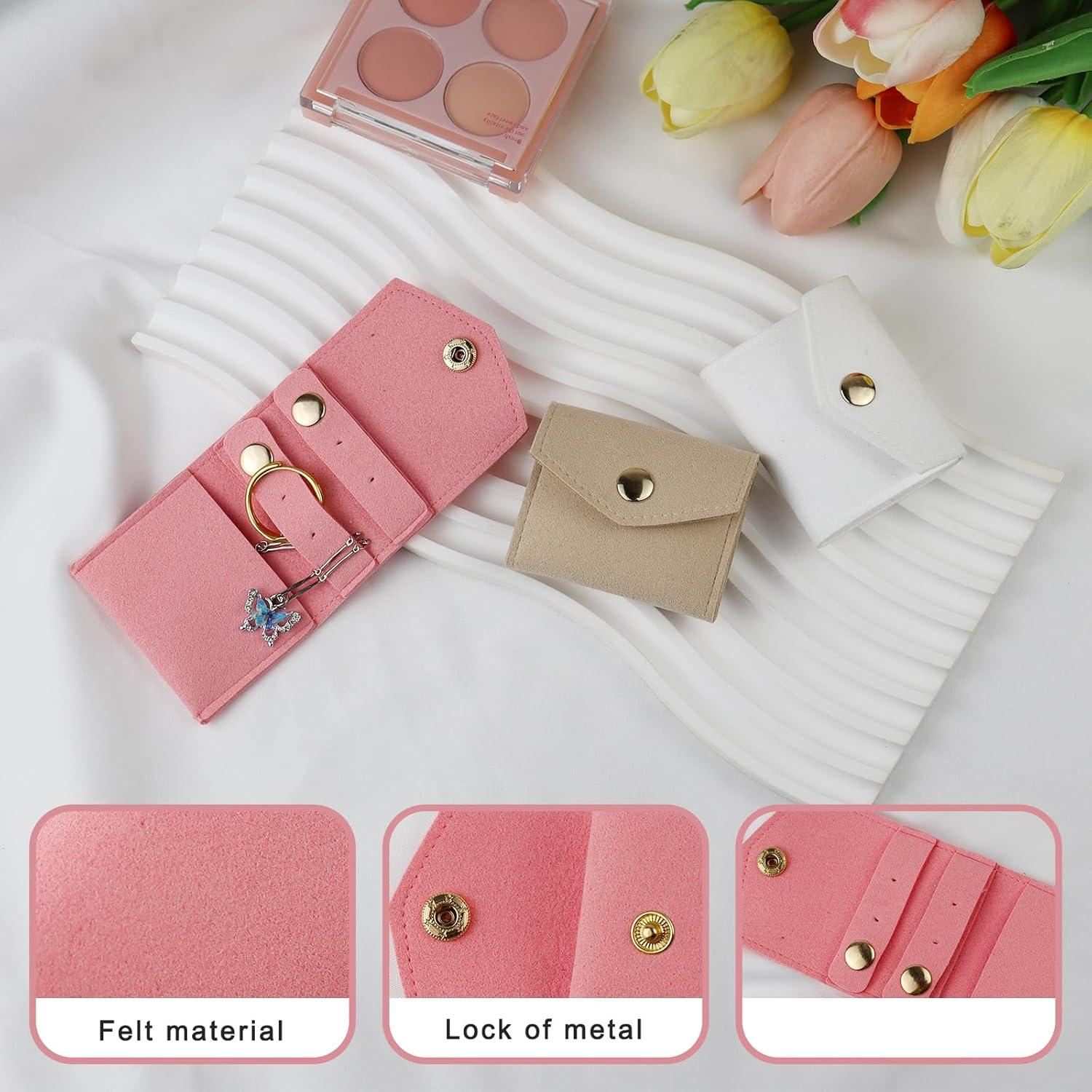 Estuche de Joyas Portátil AfitLulu Rosa Plegable 13.5x6cm