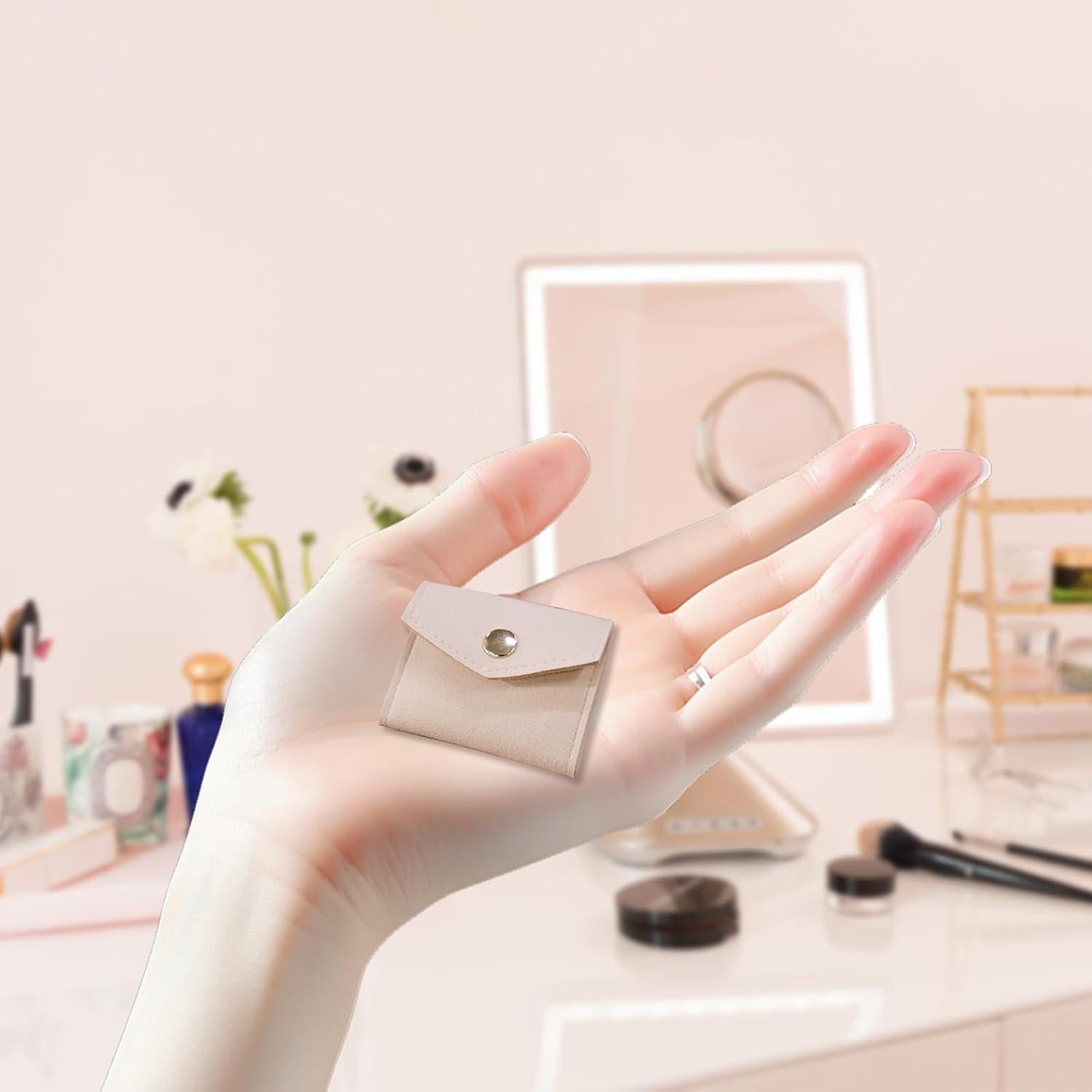 Estuche de Joyas Portátil AfitLulu Rosa Plegable 13.5x6cm