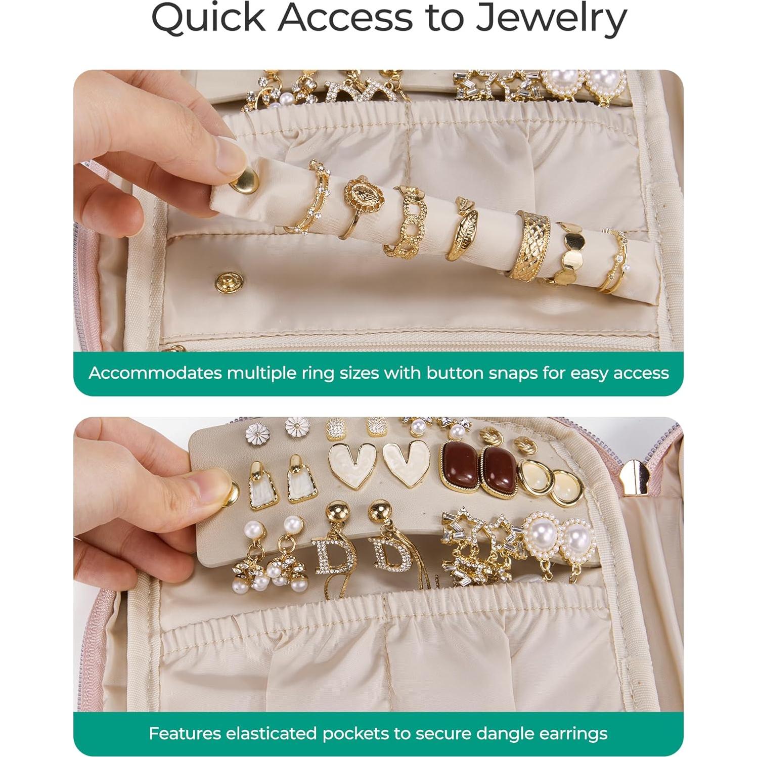 Estuche de Viaje para Joyería BAGSMART Rosa 24.9x15.5cm