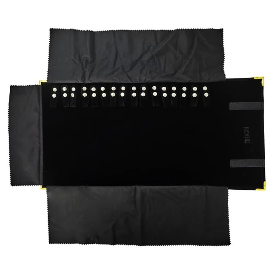 Bolsa de Joyería Portátil Treachi de Terciopelo Negro con Clips