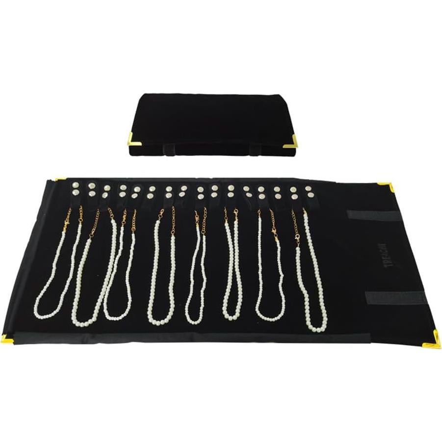 Bolsa de Joyería Portátil Treachi de Terciopelo Negro con Clips