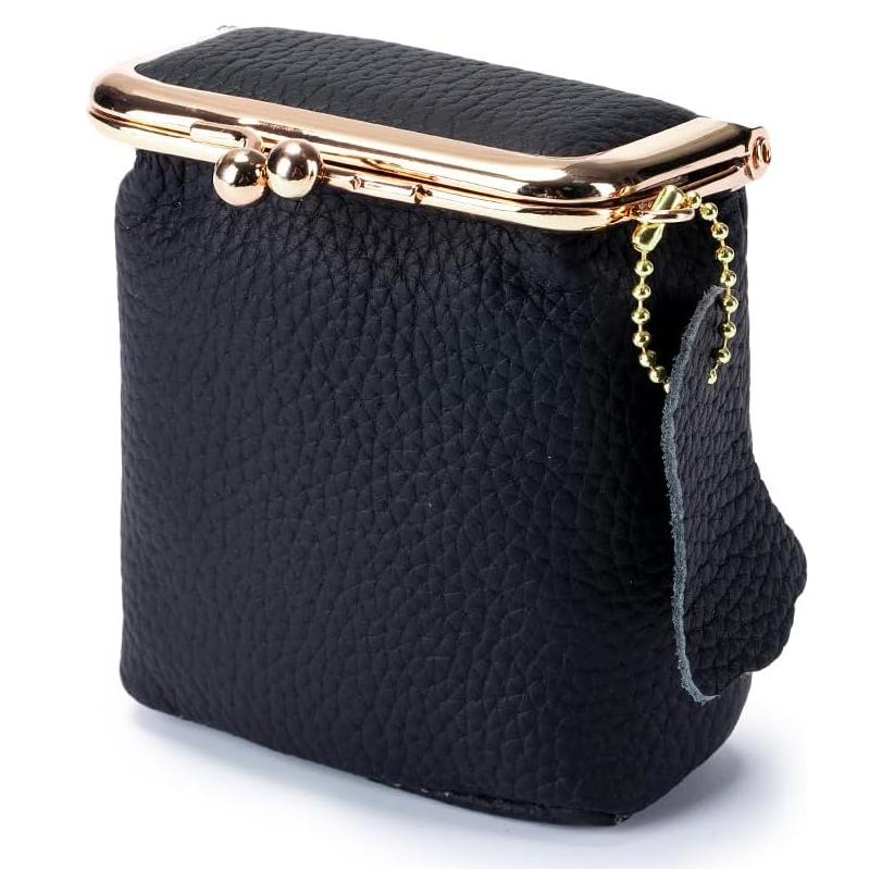 Caja de Joyería Mini de Cuero Genuino para Mujeres - Negro