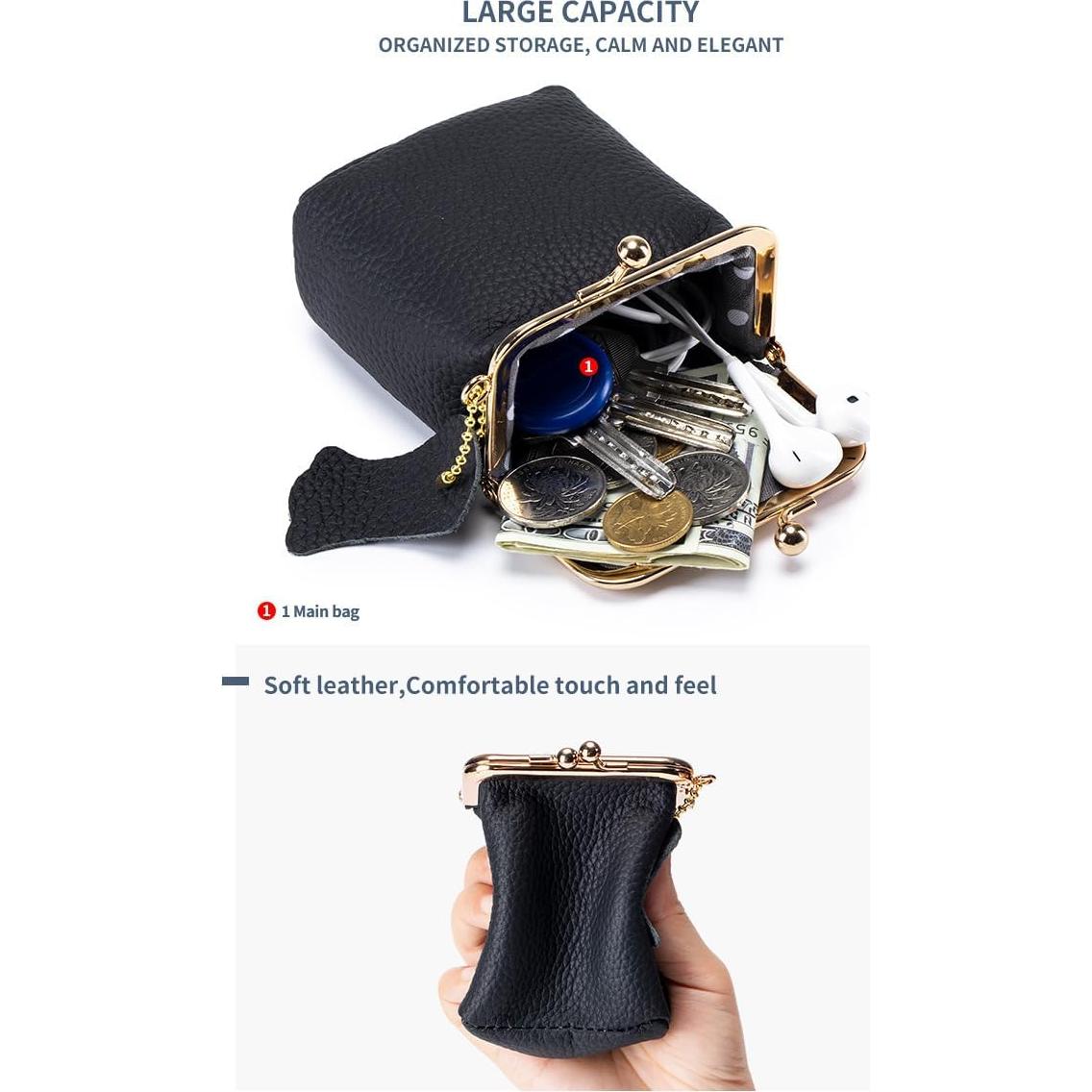 Caja de Joyería Mini de Cuero Genuino para Mujeres - Negro