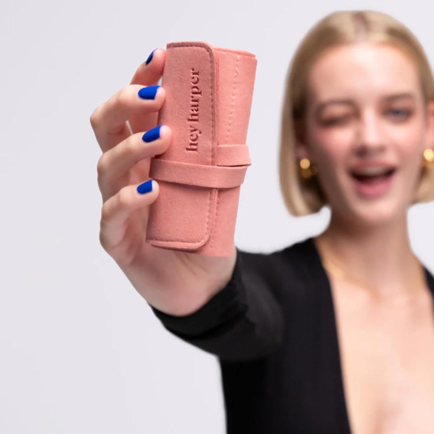 Organizador de Joyería de Viaje Hey Harper Coral - Estuche Plegable para Anillos, Pendientes y Collares