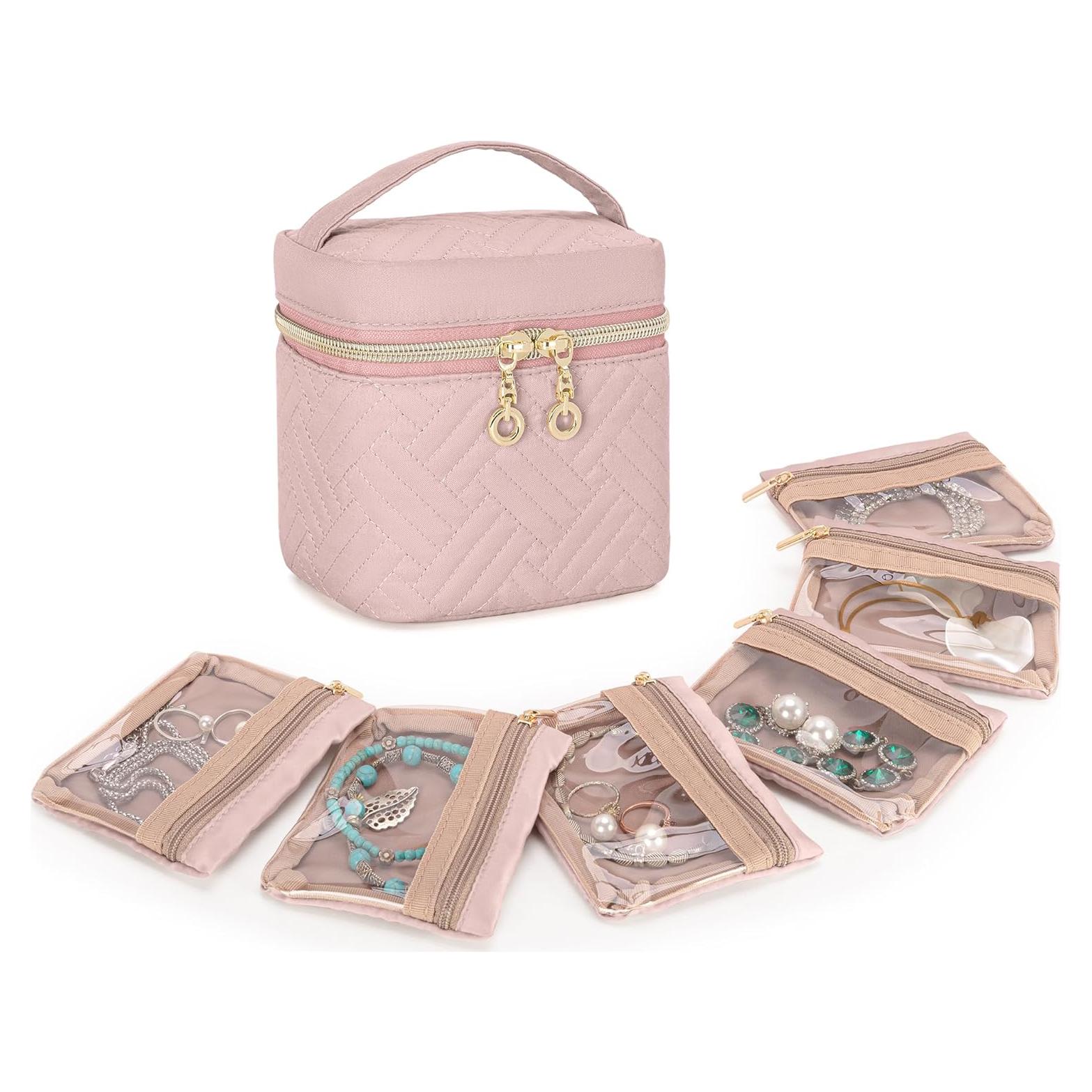 Organizador de Joyería Teamoy Rosa Acolchada con 6 Bolsas